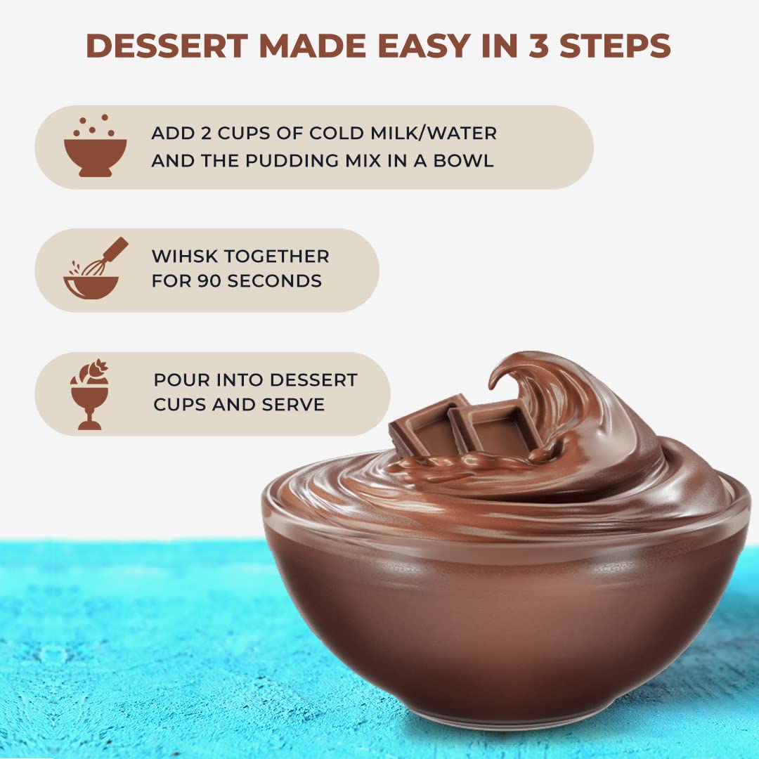 Garden Desserts All Natural Instant Chocolate Pudding Mix - Vegan, Gluten Free, Kosher Certified (4 Oz, 3 Pack) | Perfect for Quick Desserts, Baking, Snacks & Party Treats