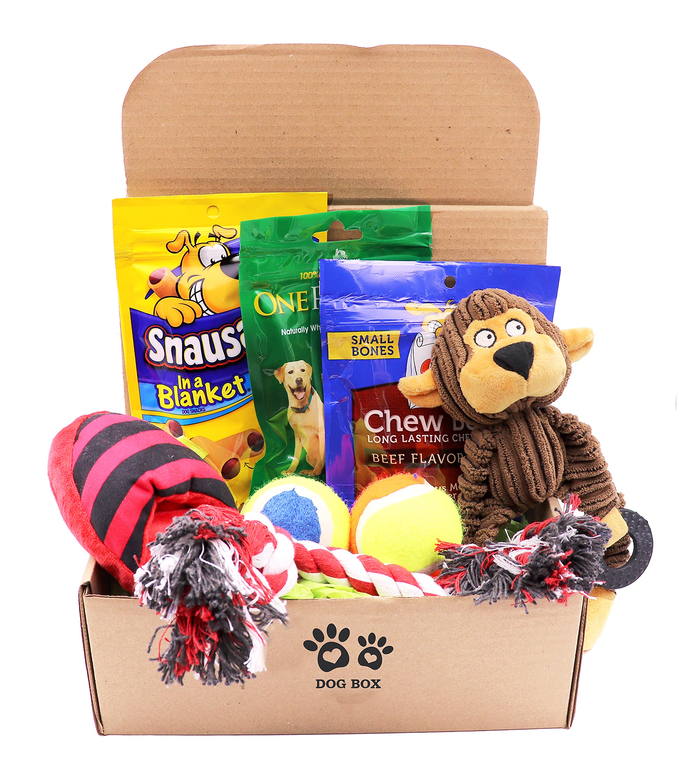 Premium Dog Gift Box Set with Chew Toys, Treats & Snacks - Perfect for Birthdays, Holidays & Pet Lovers (Durable Chew Toys + Healthy Snacks)
