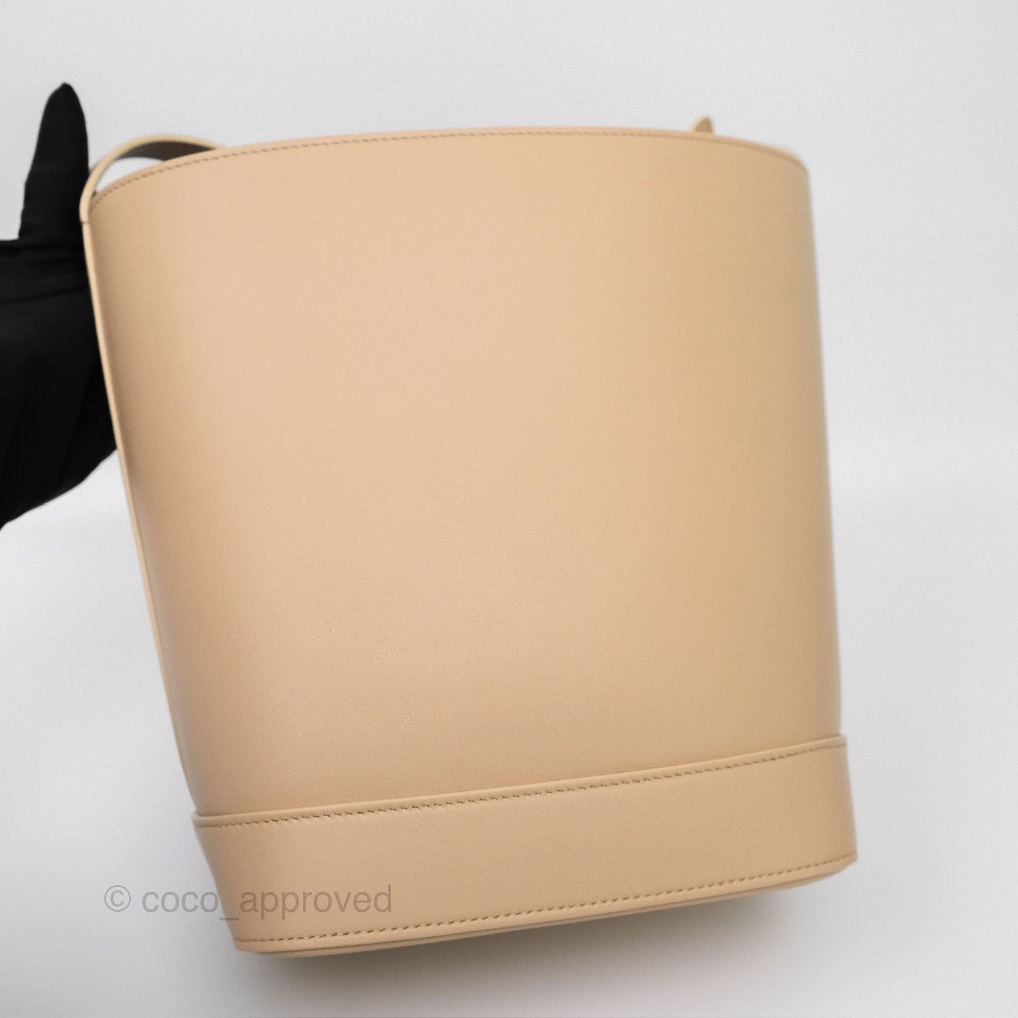 Celine Small Bucket Bag in Triomphe Calfskin Leather Nude | Luxury Crossbody Shoulder Bag for Women | Perfect for Work, Travel & Everyday Use