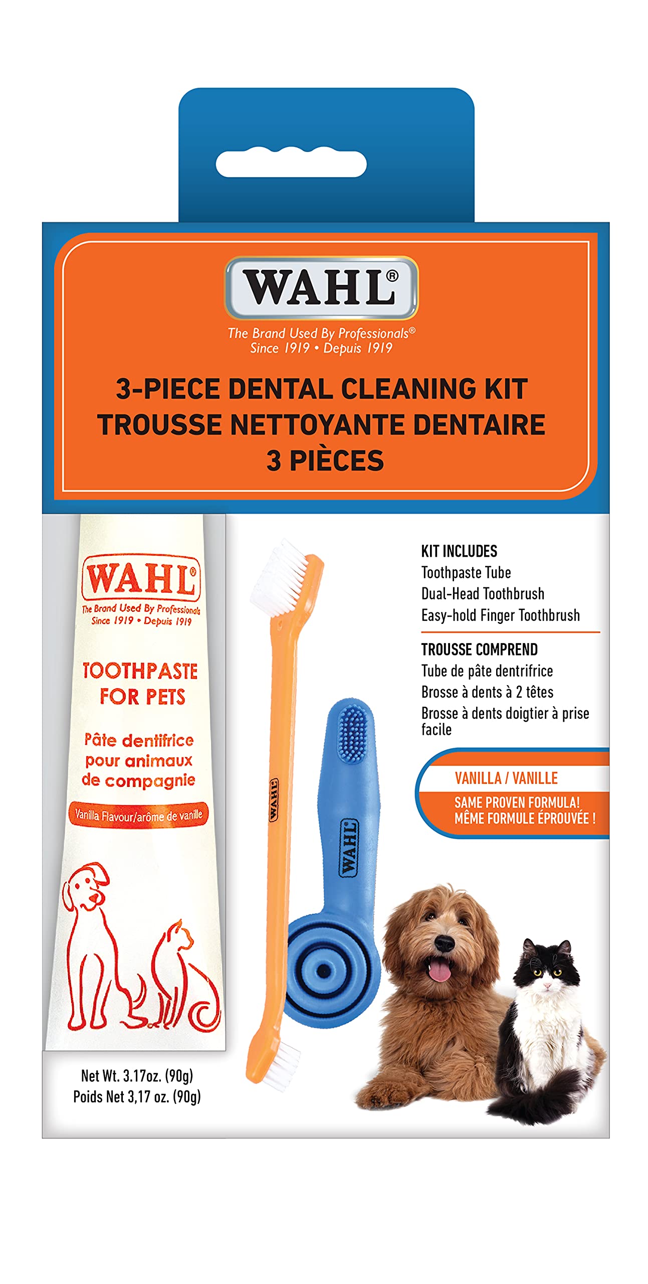 Wahl Canada 3-Piece Dog Dental Cleaning Kit - Professional Teeth Care & Easy Brushing for Dogs - Model 59854 | Perfect for At-Home Pet Dental Hygiene & Fresh Breath Maintenance