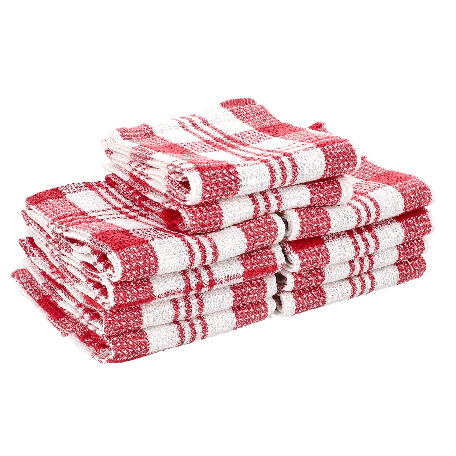 Shop LC Set of 10 Red Checkered Ultra-Soft Cotton Kitchen Towels - Absorbent & Durable for Cooking, Cleaning & Dish Drying