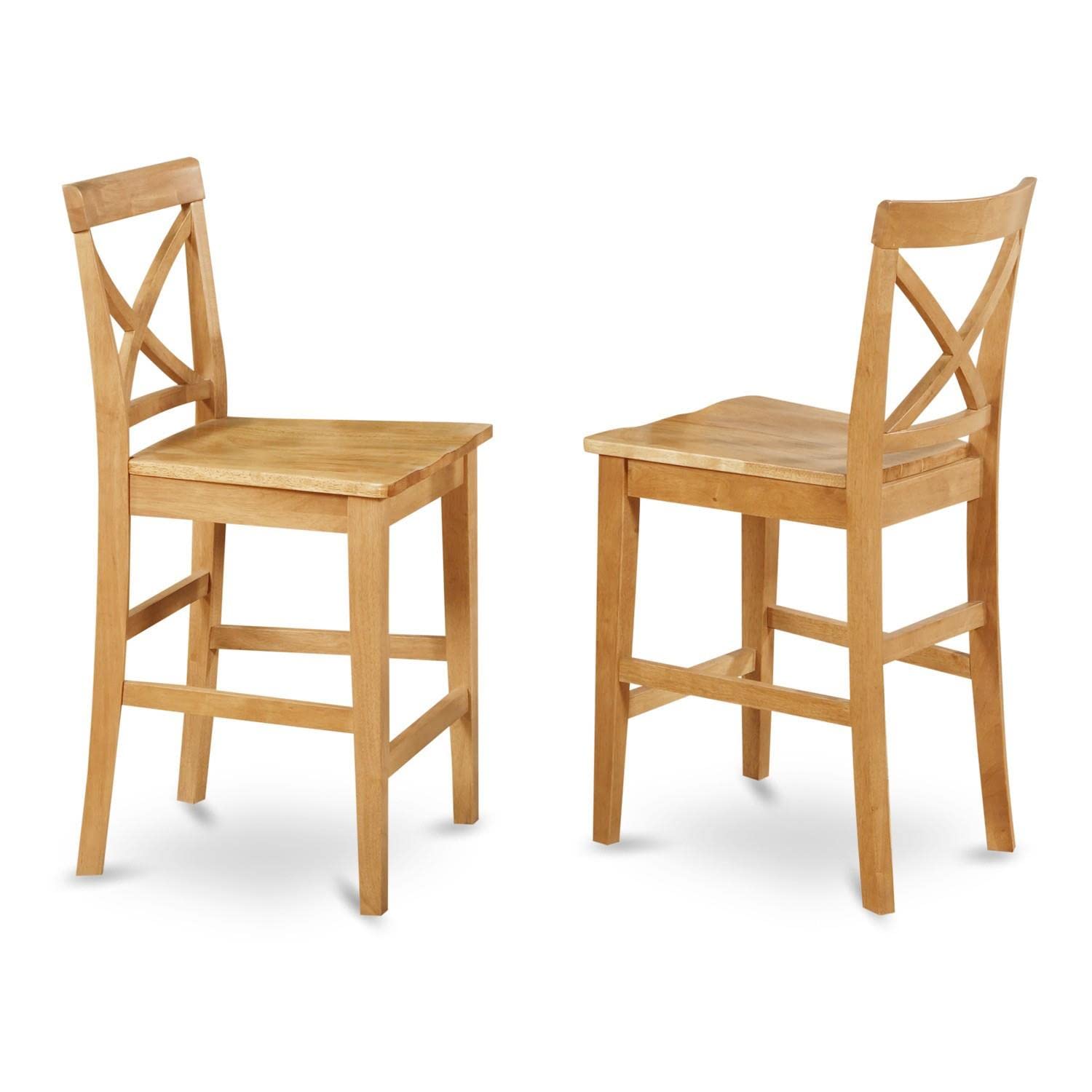 East West Furniture 3-Piece Counter Height Dining Set - 30x30 Inch Round Oak Table with Pedestal Base & 2 Kitchen Chairs | Perfect for Small Spaces, Breakfast Nooks, and Apartment Dining Areas