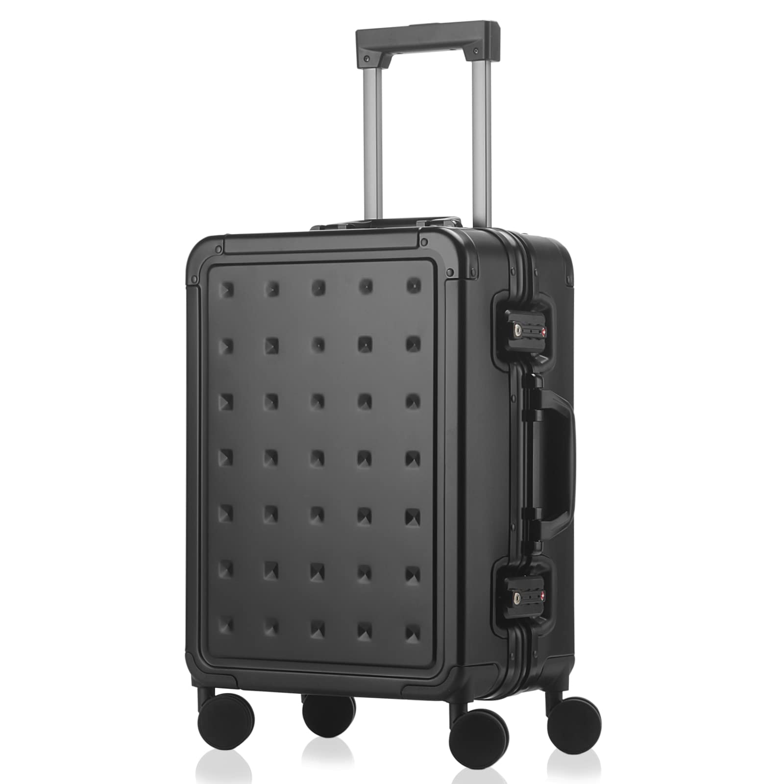 Sindermore 20 Inch Aluminum Carry On Luggage - Lightweight Cabin Size Suitcase for Air Travel (Black) | Perfect for Business Trips & Weekend Getaways