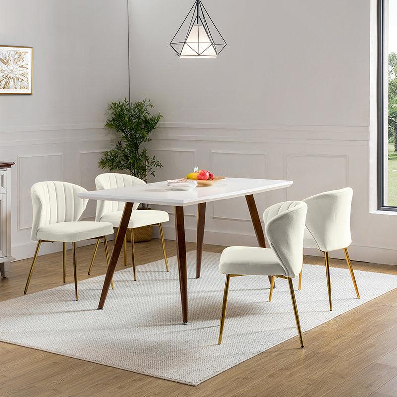 Modern Dining Chairs Set of 4 - Mid Century Metal Leg Side Chairs for Kitchen, Dining Room & Office - Aruna Contemporary Upholstered Seating