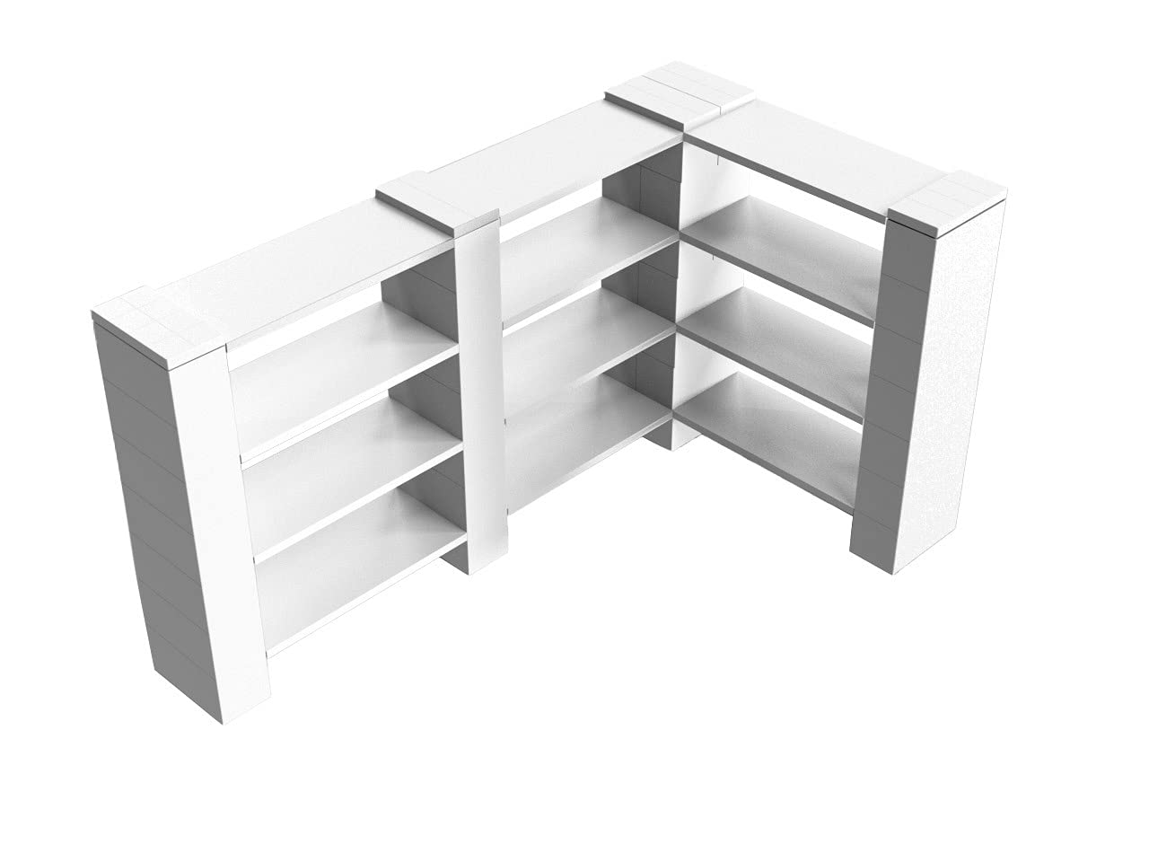 EverBlock 4-Level Double Corner Shelving Kit B - Giant Modular Building Blocks for Office, Playroom & Bookshelves | Easy Connect & Reusable Design | Indoor & Outdoor Use | Build Custom Displays & Structures (Pink) | Perfect for Kids' Playrooms, Office Storage & Home Decor