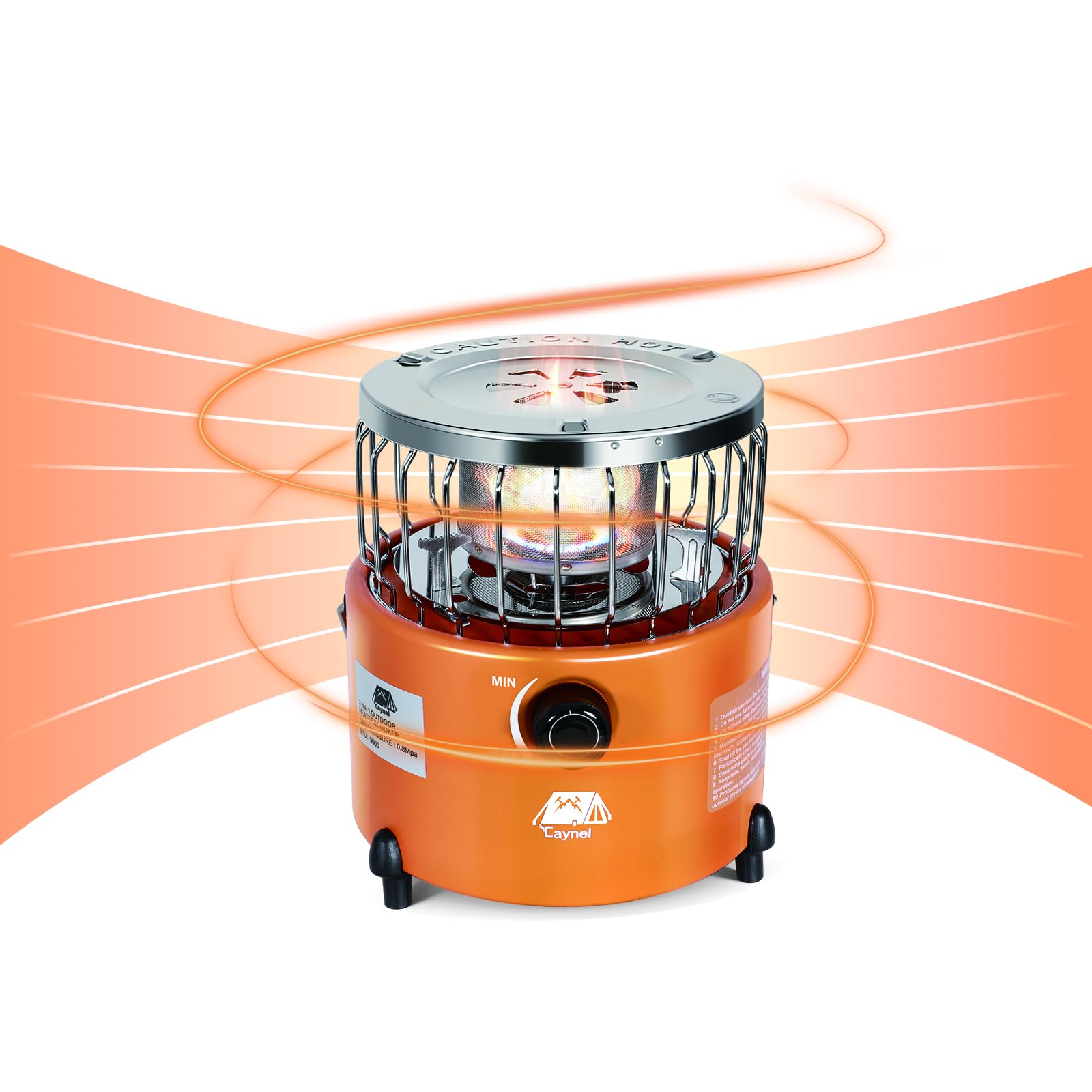 Caynel 2-in-1 Portable Propane Heater and Stove for Outdoor Camping, Hiking, Hunting & Survival | Dual-Purpose Gas Stove with Handheld Heater for Ice Fishing, Emergency Heating & Tent Warmth (Orange)