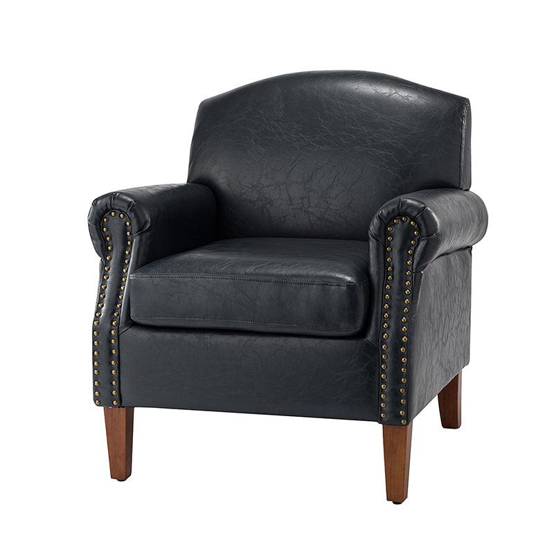 Gianfranco Vegan Leather Armchair with Sturdy Wooden Legs - Modern Vegan Leather Lounge Chair for Living Room, Office & Reading Nook - Eco-Friendly Faux Leather Accent Chair