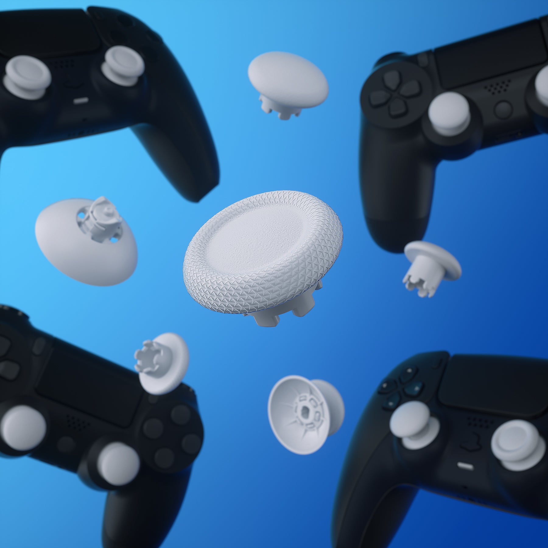 eXtremeRate EDGE Swappable Thumbsticks for PS5 Controller - Solid White Replacement Analog Joysticks Compatible with PS5/PS4 All Models (P5J202) - Perfect for Gaming, Customization & Controller Repair