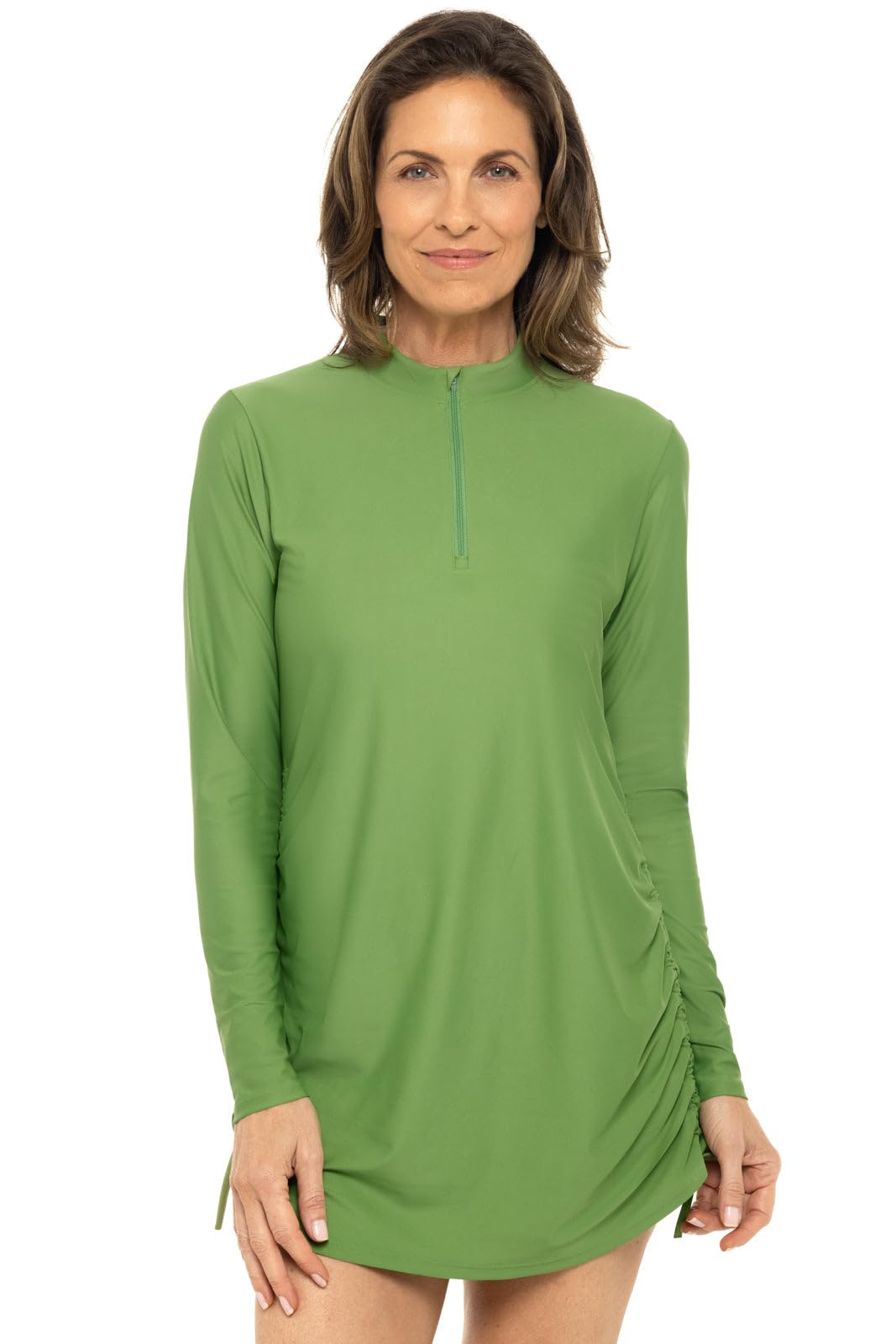 Coolibar UPF 50+ Women's Key Biscayne Ruche Swim Top - Sun Protective Rash Guard for Beach, Pool & Water Sports | UV Protection Swimwear