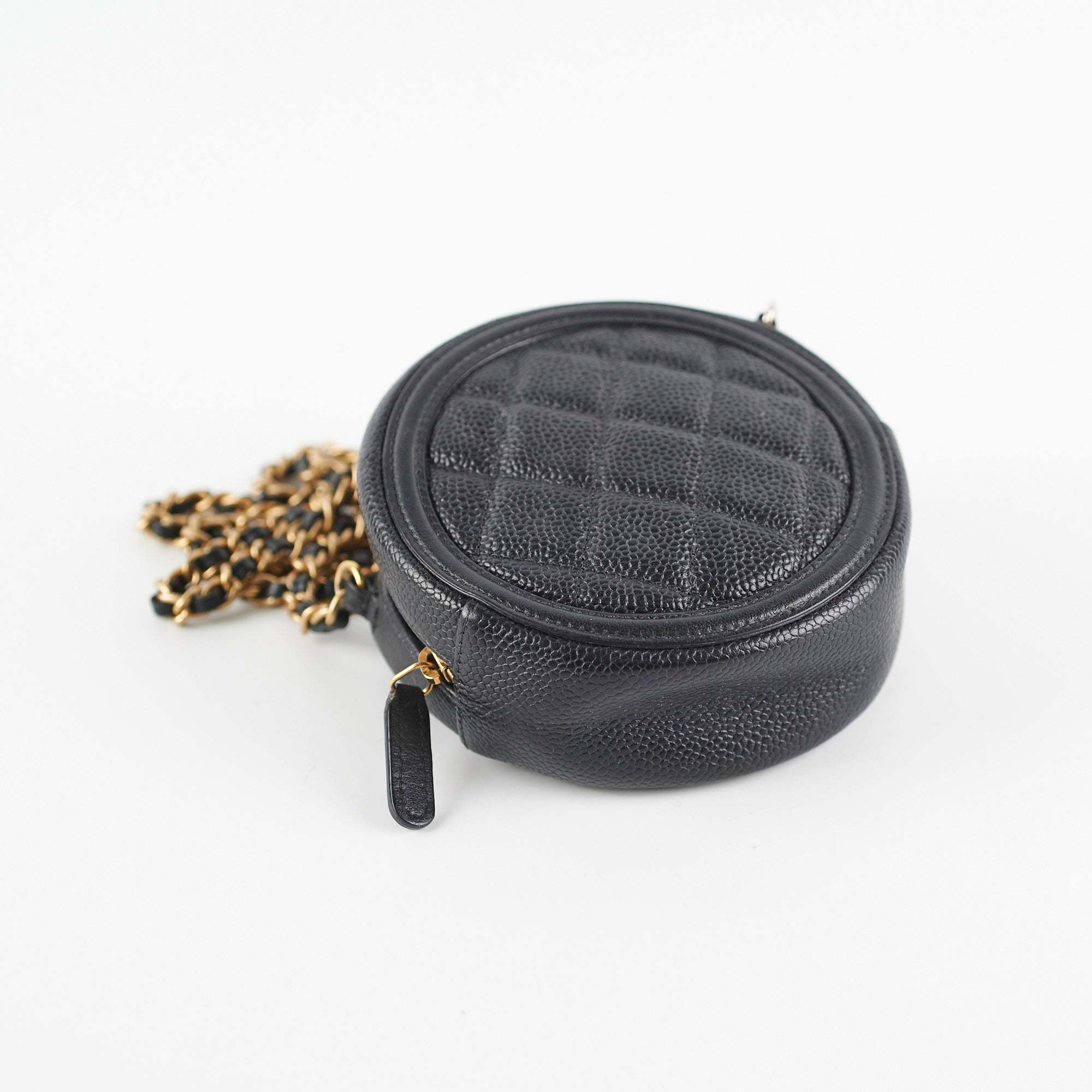 Chanel 19 Round Filigree Caviar Black Leather Handbag - Luxury Designer Shoulder Bag for Women | Perfect for Evening Events, Parties & Special Occasions