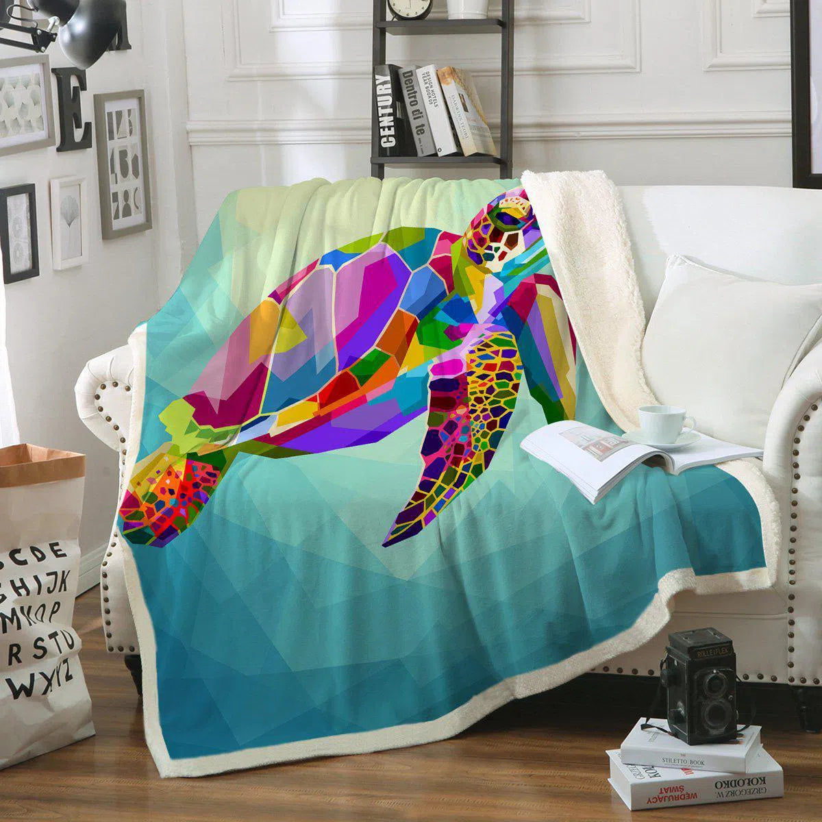 Cozy Maui Sea Turtle Sherpa Fleece Blanket - Ultra Soft Warm Throw for Adults & Kids - Perfect for Couch, Bed, Travel & Gifts