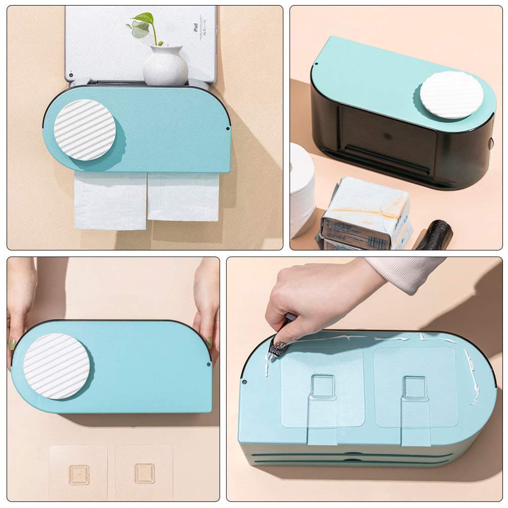 Cabilock Wall-Mounted Tissue Holder Box - Multifunctional Bathroom Storage Shelf for Toilet Paper & Paper Towels | Space-Saving Organizer for Home, Office & RV Use