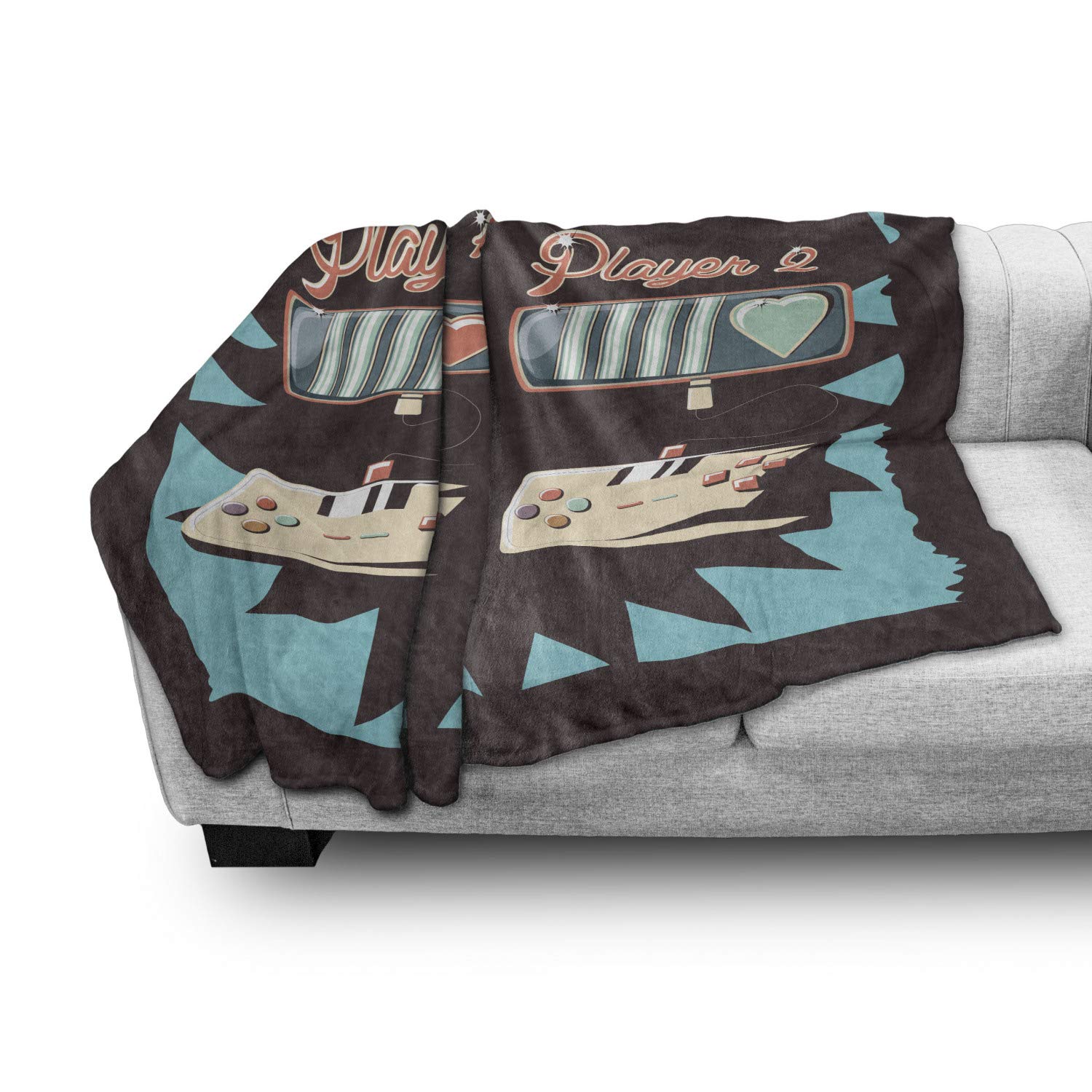 Ambesonne Gaming Throw Blanket - Retro Gameboy Design Fleece Blanket for Adults, 70