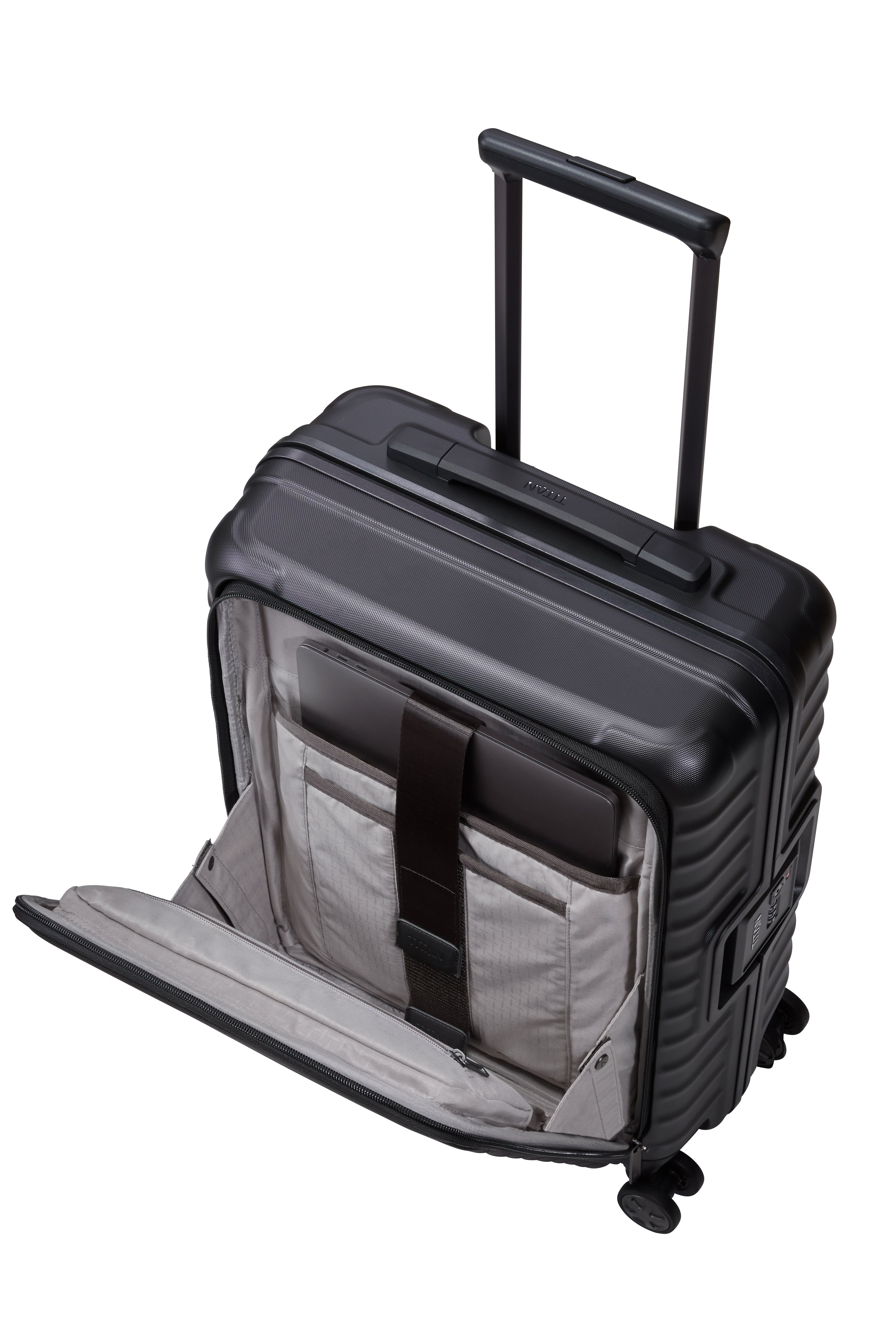 Titan LITRON Frame Trolley S Carry On Luggage with Front Pocket - Lightweight & Durable Suitcase for Business Travel, Weekend Getaways & Airplane Cabin Use