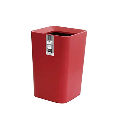 FABAX 1.7 Gallon Square Plastic Trash Can - Brown Recycling Bin for Home & Office, No Cover Waste Basket for Paper, Rubbish & Garbage - Perfect for Kitchen, Bathroom, Bedroom & Workspace (Color: Red)