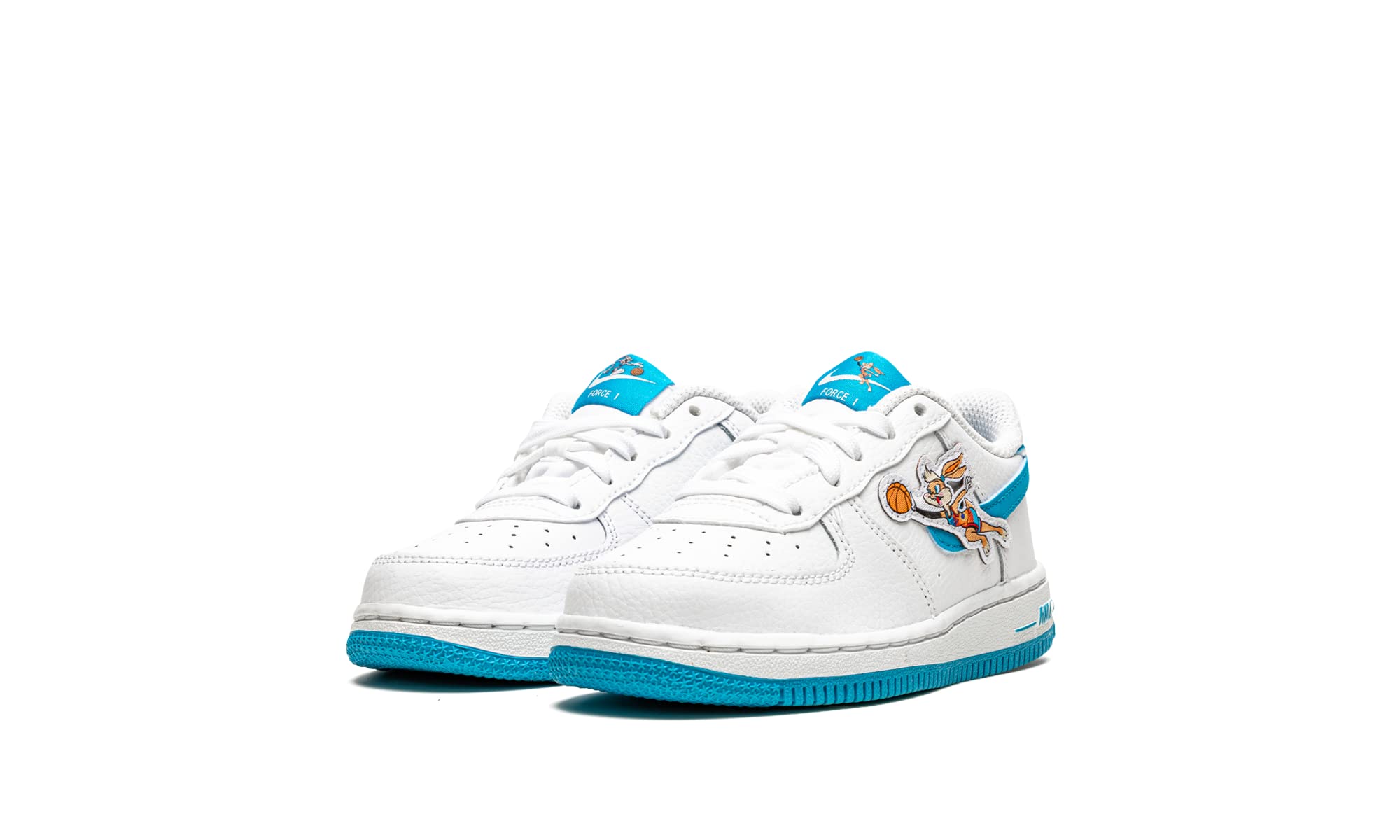 Nike Toddler Force 1 TD Space Jam Toon Squad Sneakers - White/Light Blue Fury/White - Comfortable Kids Basketball Shoes for Playground & School Activities