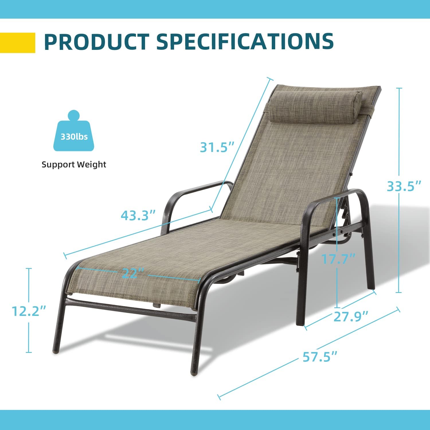 EROMMY Patio Chaise Lounge Set of 2 - Brown Outdoor Lounge Chairs for Poolside, Garden & Backyard Relaxation | Weather-Resistant Patio Furniture