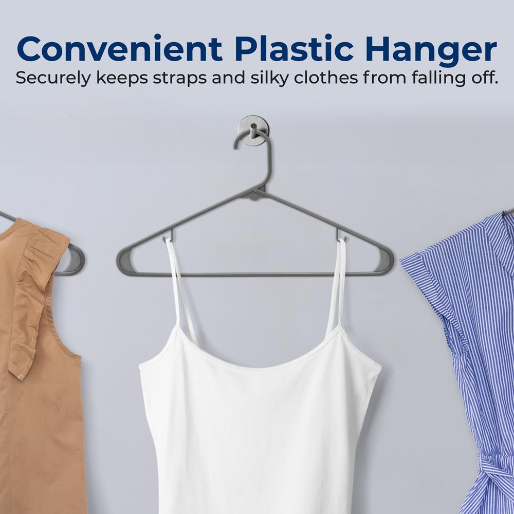 SereneLife Premium 20 Pack Plastic Hangers - Lightweight & Durable Space-Saving Closet Organizers for Shirts, Sweaters, Hoodies, Dresses & Kids Clothes - Ideal for Home, Closet & Wardrobe Organization (Gray)