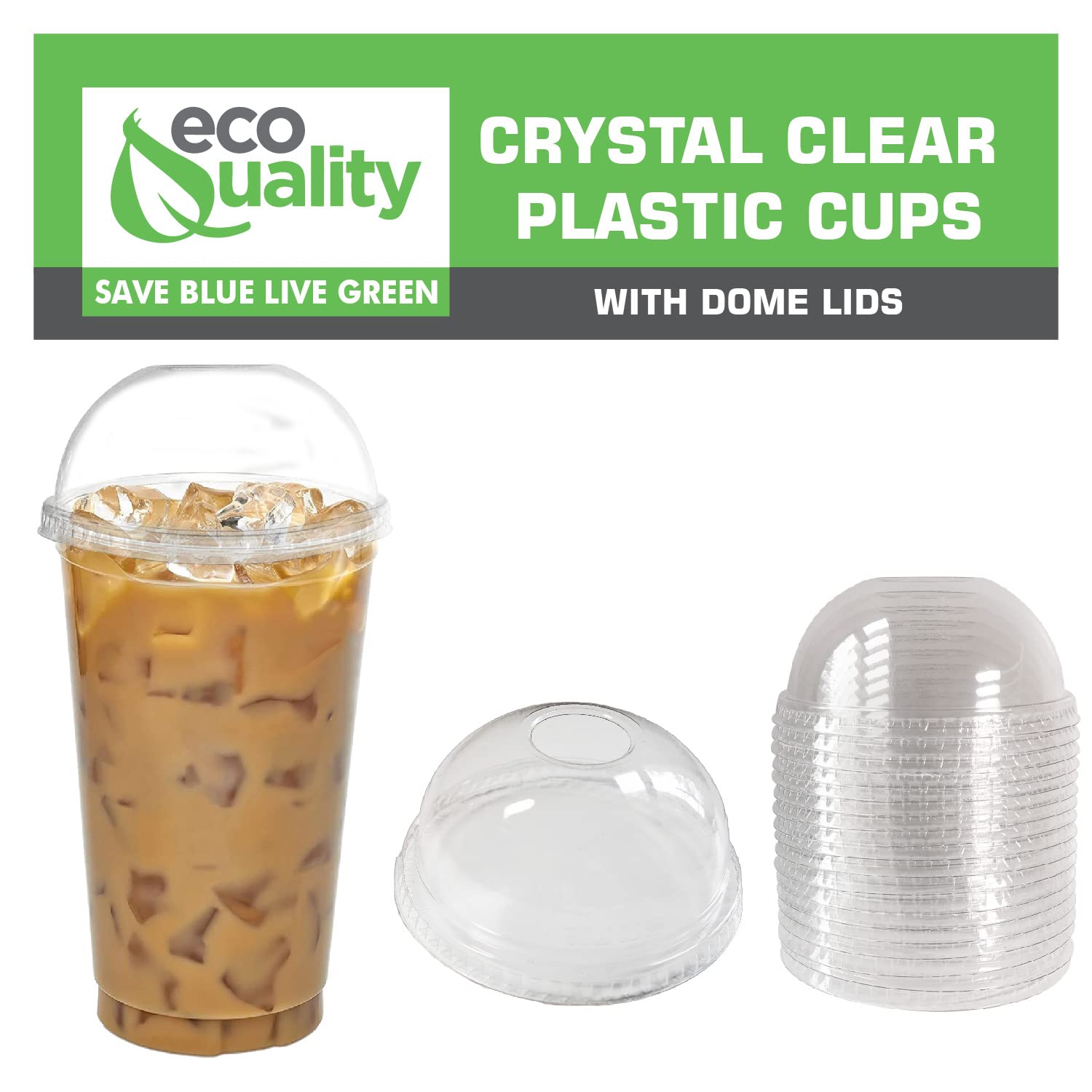 10 oz Clear Plastic Disposable Cups with Dome Lids - 1000 Pack | Iced Coffee, Smoothie, Juice, Soda & Cocktail Drinkware | Perfect for Coffee Shops, Bubble Tea, Parties & Takeout Restaurants | BPA-Free Pet Cups for Cold Beverages & Desserts Like Parfaits