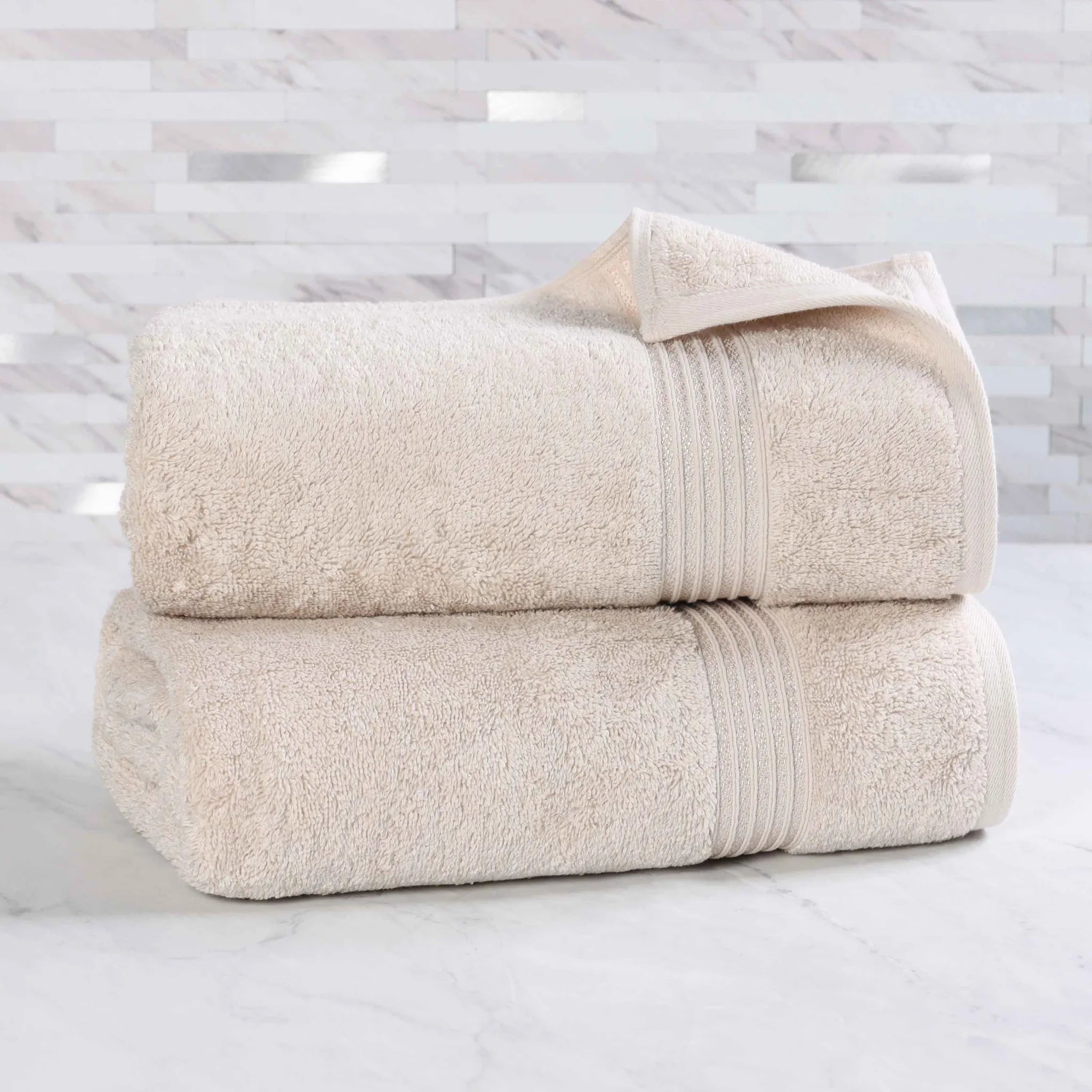 Premium Heritage Egyptian Cotton Bath Towel Set of 2 - Ultra Soft, Highly Absorbent & Quick Dry - Luxury Spa & Bathroom Essentials for Home & Hotel Use