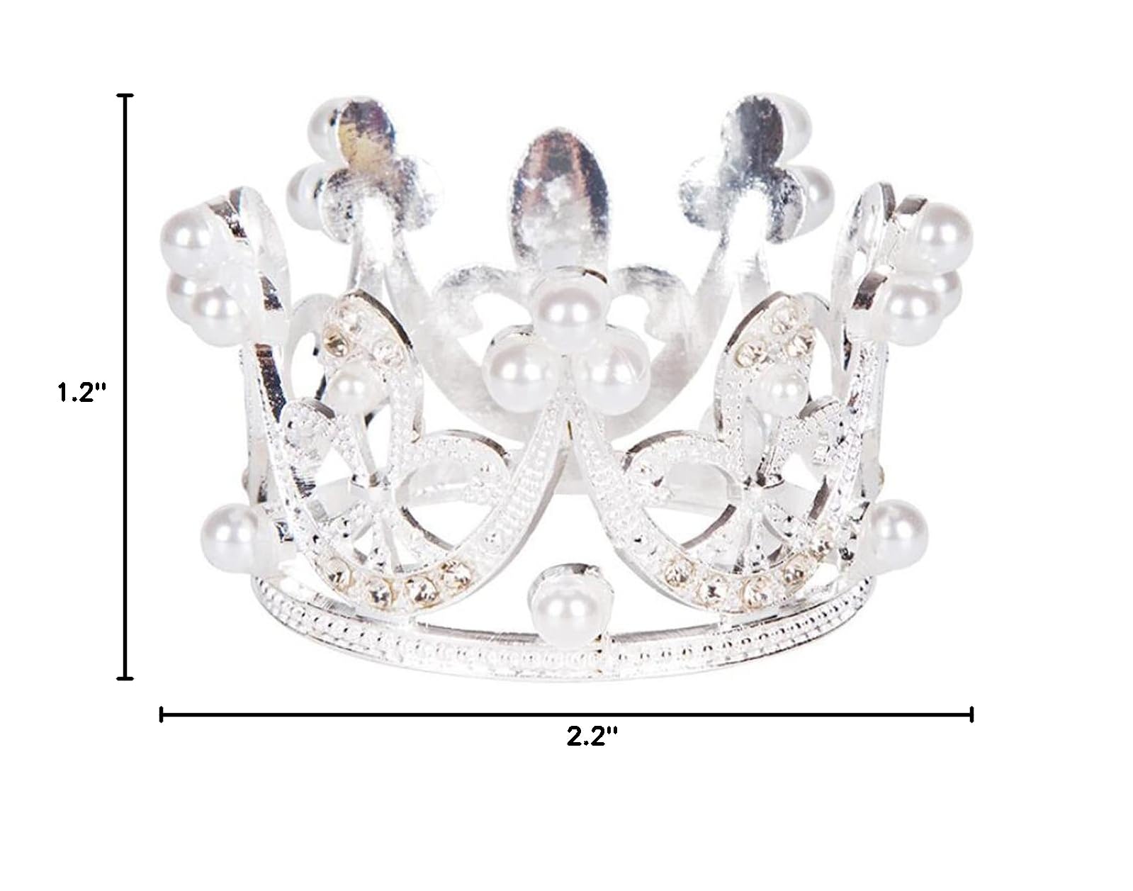 4 Pack Mini Crown Cake Toppers - Gold & Silver Crystal Rhinestone Cupcake Tiara for Baby Shower, Birthday, Wedding, Christmas, Princess Theme Party Decorations - Perfect for Newborn Photo Props and Dessert Table Centerpieces