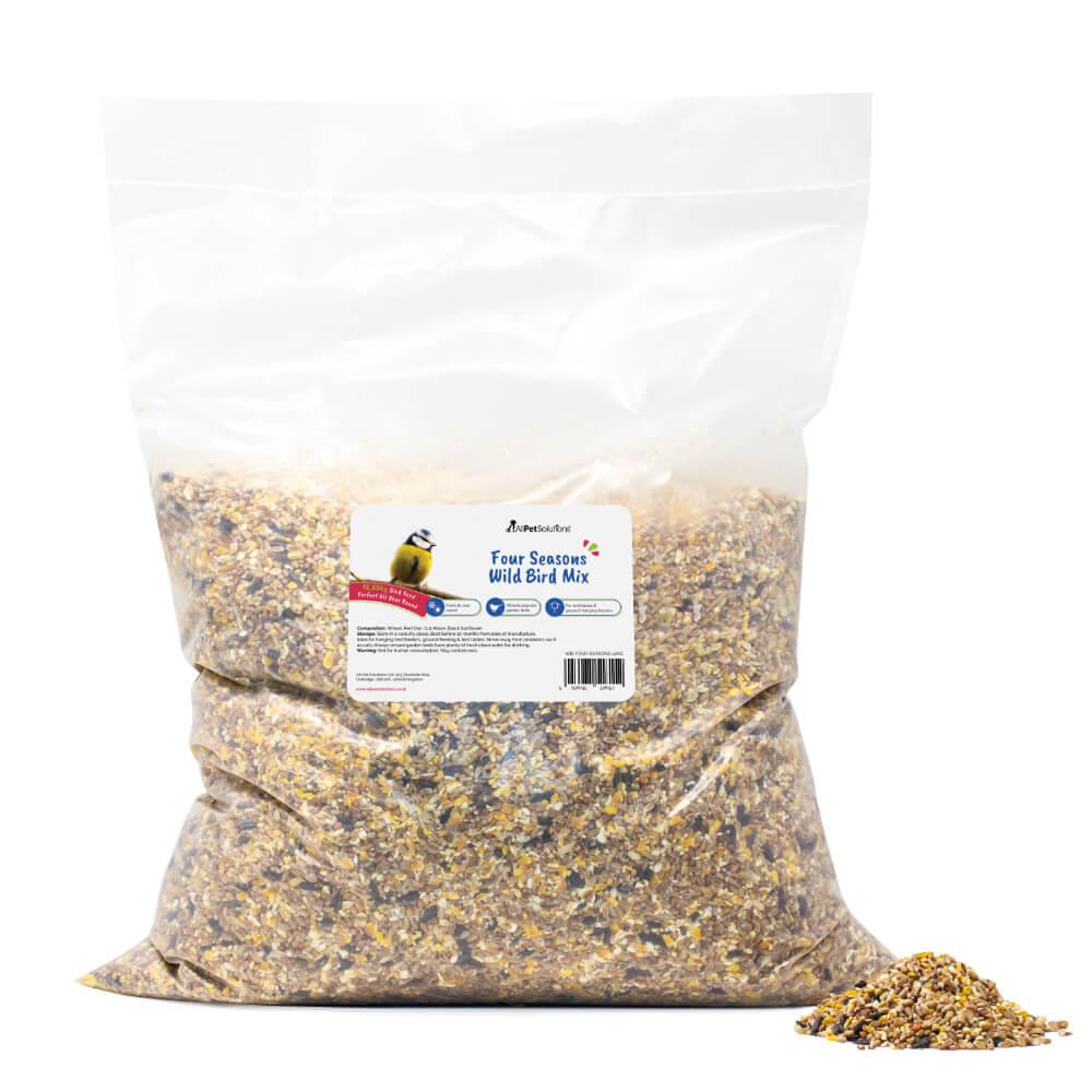 Premium Four Seasons Wild Bird Seed Mix - 12.55kg (27.7 lbs) High Energy Bird Food for Year-Round Feeding | Attracts Cardinals, Finches & Songbirds | Ideal for Backyard Feeders, Gardens & Wildlife Habitats