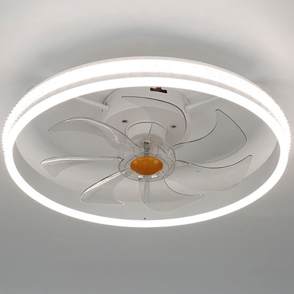 ROOTIFK Modern Round Ceiling Fan with Light - Dimmable LED, 3 Color Temperatures, 3 Speeds, Remote Control - 112W Low Profile Flush Mount Smart Fan for Bedroom, Living Room, Kitchen - Quiet Operation & Night Light (Black)