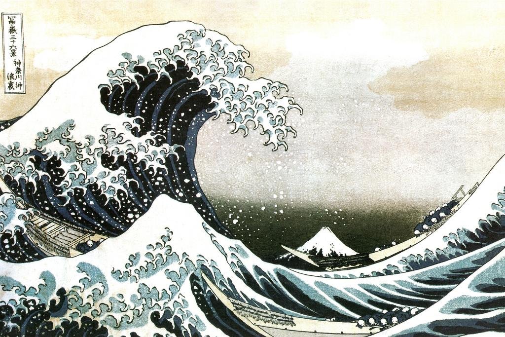 The Great Wave off Kanagawa by Hokusai - Japanese Art Print Wall Decor, Ocean Wave Painting Replica (36x24 inches) - Perfect for Home, Office, Dorm Room, Kitchen & Classroom Decor