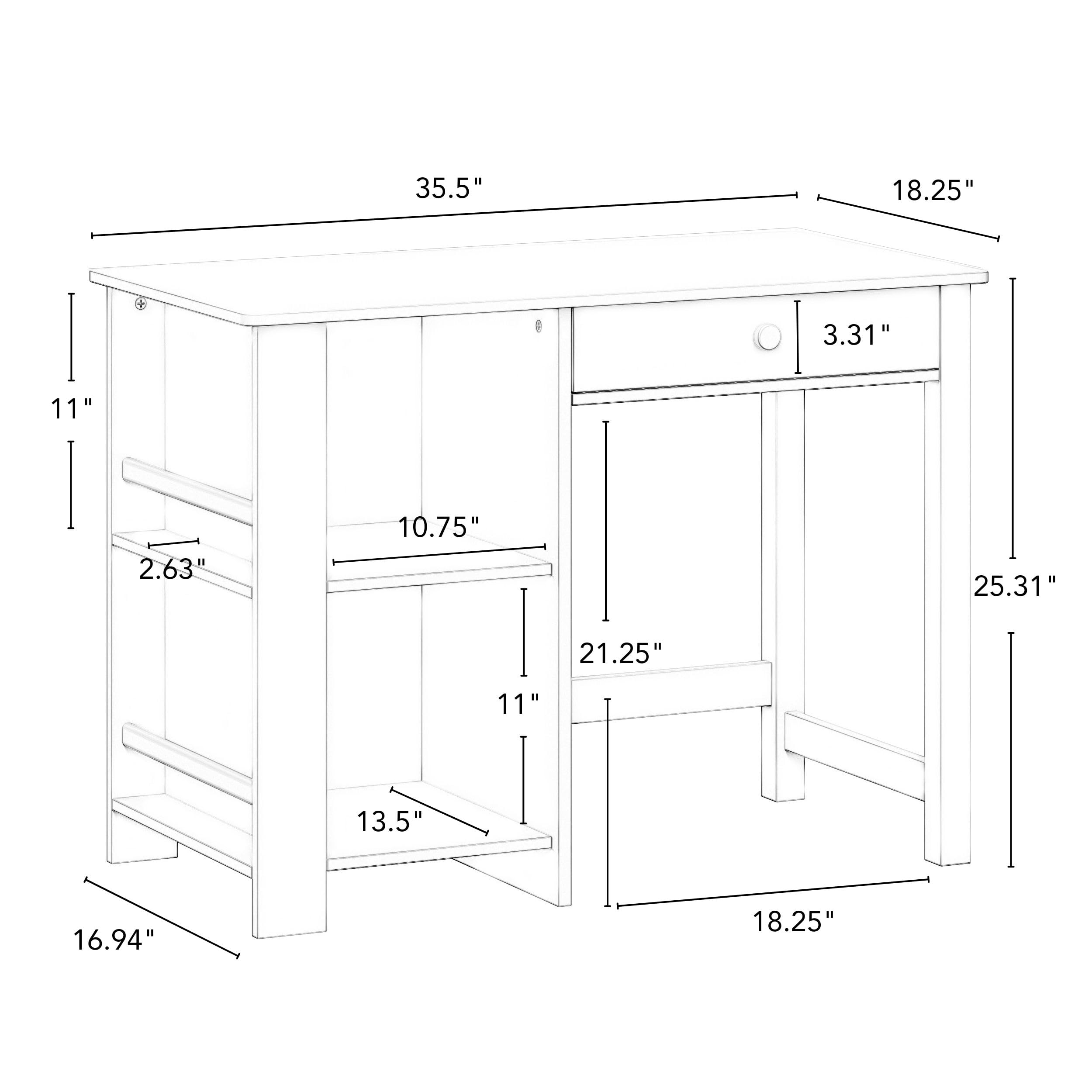 RiverRidge Kids Study Desk and Chair Set with Storage Cubbies, Drawer & Bookshelves - Adjustable Height Children's Art Table for Bedroom, Homeschool or Playroom - Includes 2 Foldable Fabric Storage Bins in Turquoise Blue