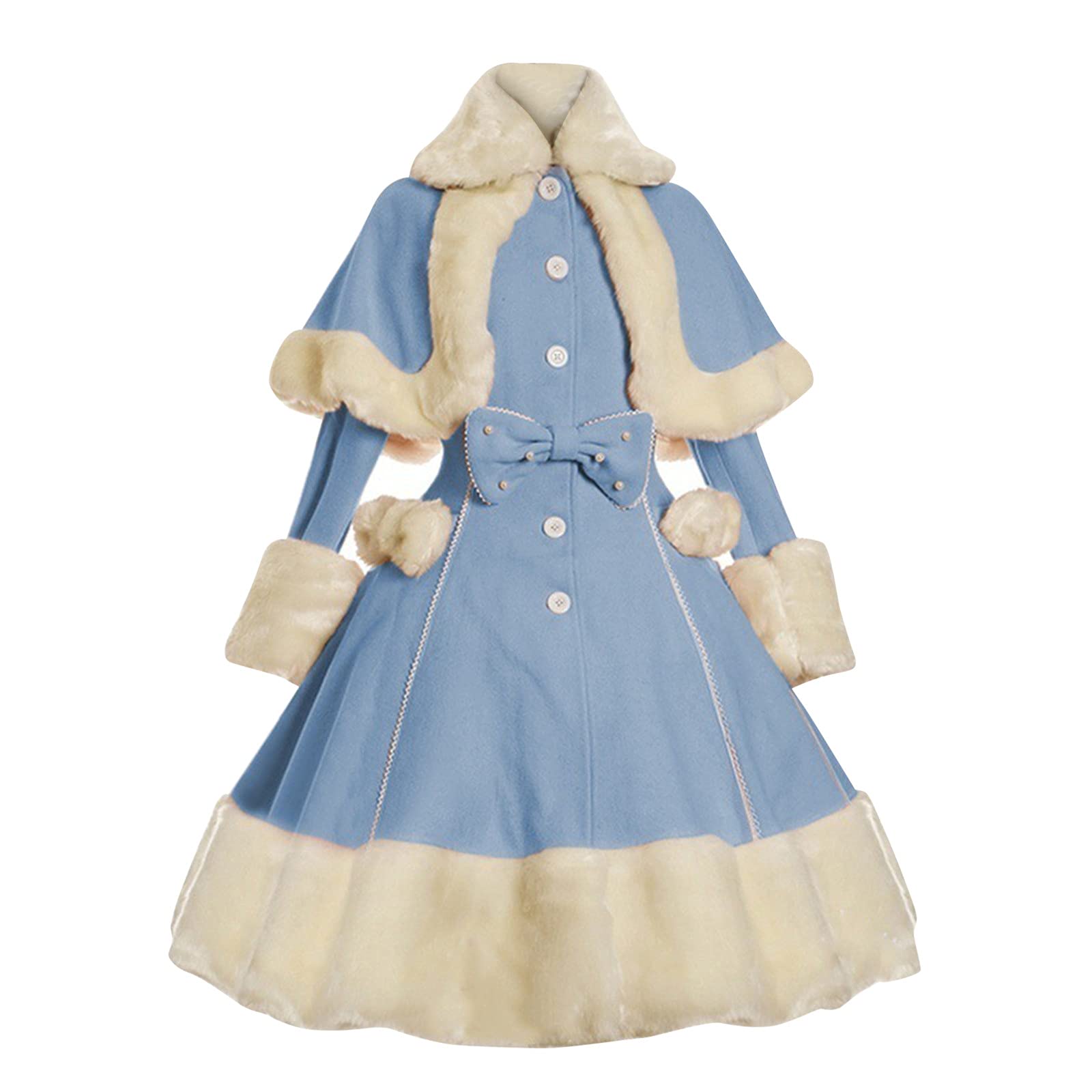 Long Sleeve Blue Dress for Women - Retro Style Solid Color Trumpet Sleeve Fashion Princess Dress - Perfect for Weddings, Parties & Formal Occasions