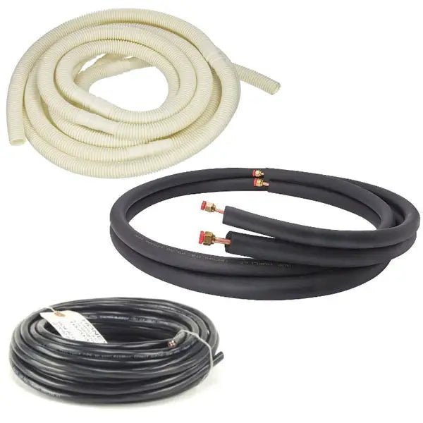 18,000 BTU Mini Split AC Installation Kit - 15 ft Pre-Charged Line Set, 50 ft Communication Cable & Drain Hose - Complete HVAC System Accessories for Home & Office Cooling Installation