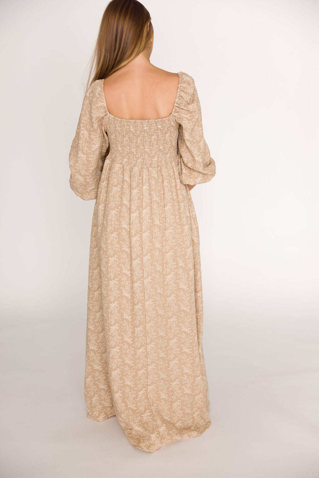 Peyton 100% Cotton Maxi Dress - Mocha Floral Print, Bump Friendly Maternity Dress (XS-XL) | Perfect for Pregnancy, Beach Vacations & Summer Weddings