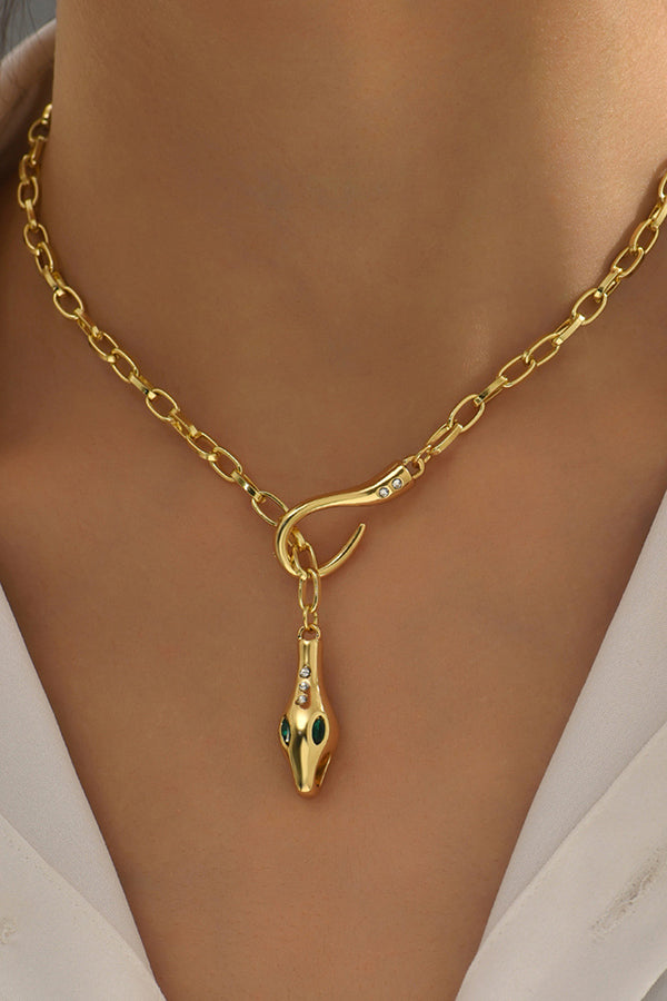 Vintage Metal Diamond Ouroboros Necklace - Elegant Serpent Jewelry for Women, Unique Handmade Gothic Pendant, Perfect for Parties, Weddings & Everyday Fashion Accessories