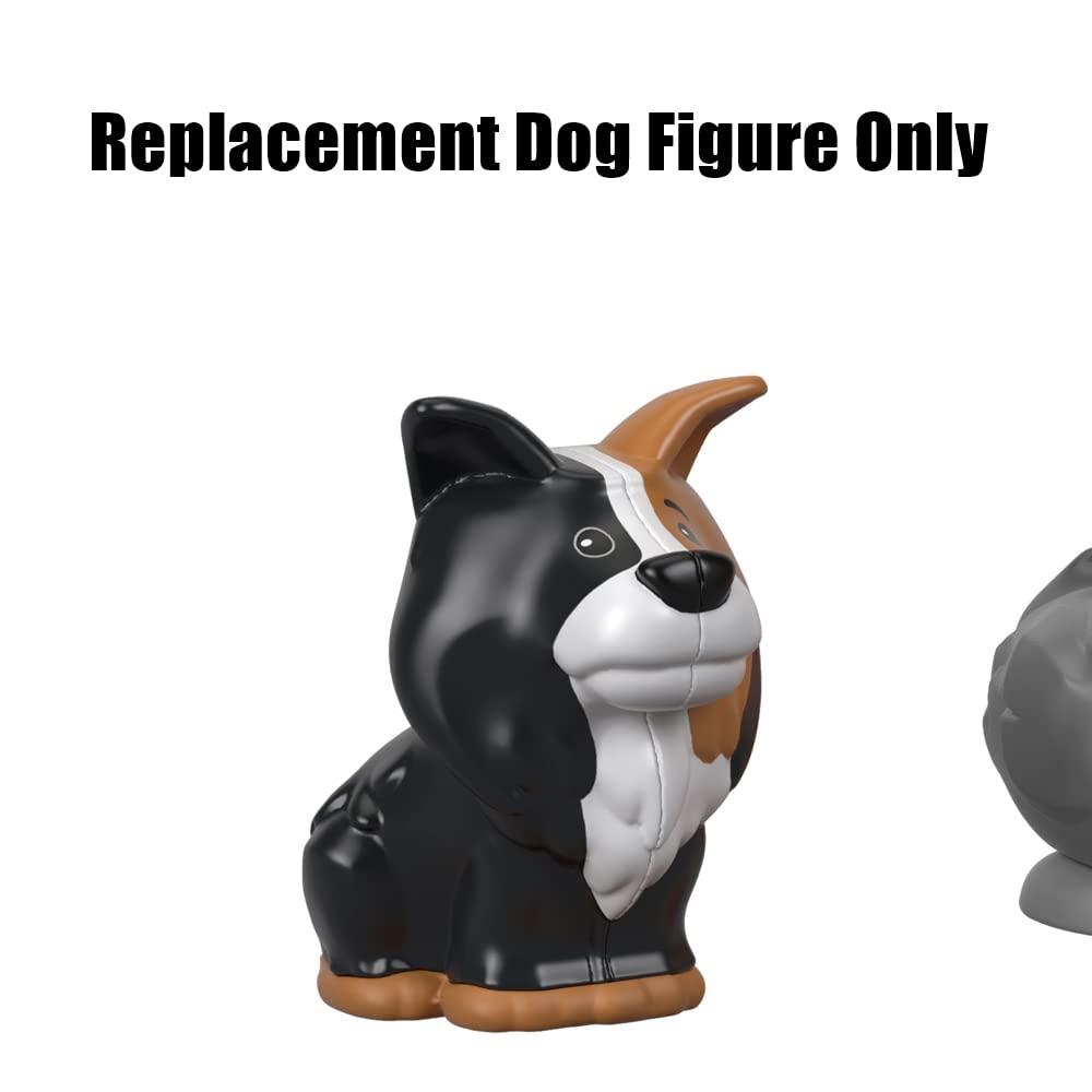Fisher-Price Little People Farm Animal Friends Playset Replacement Dog Figure (GFL21) - Black, Grey & White Toy for Kids - Perfect for Farm Playsets, Pretend Play & Collectibles