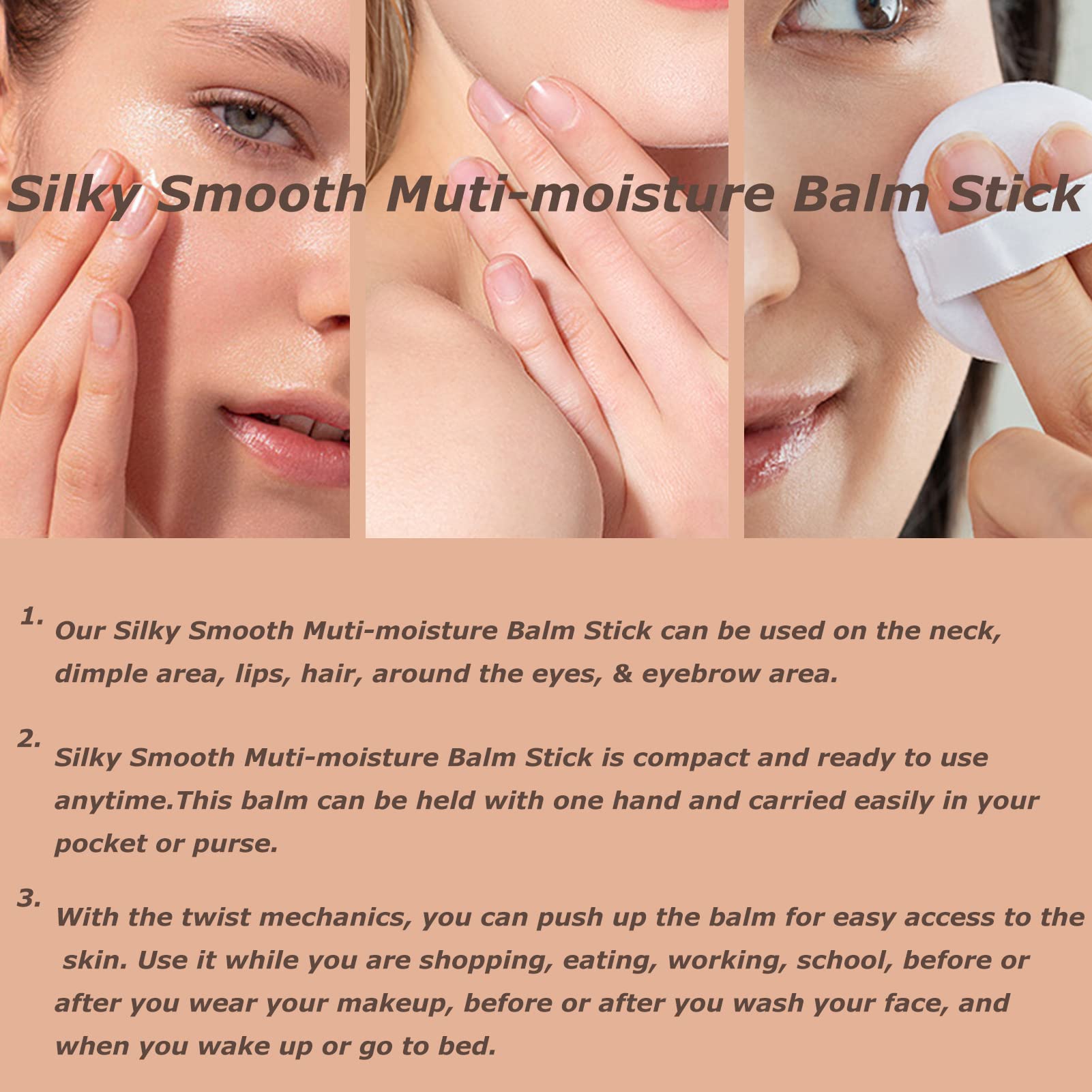 2PCS Collagen Moisturizing Balm Stick - Hydrating Facial & Body Balm with Eye Treatment, Instantly Nourishes Dry Skin | Perfect for Travel, Daily Skincare & On-the-Go Hydration
