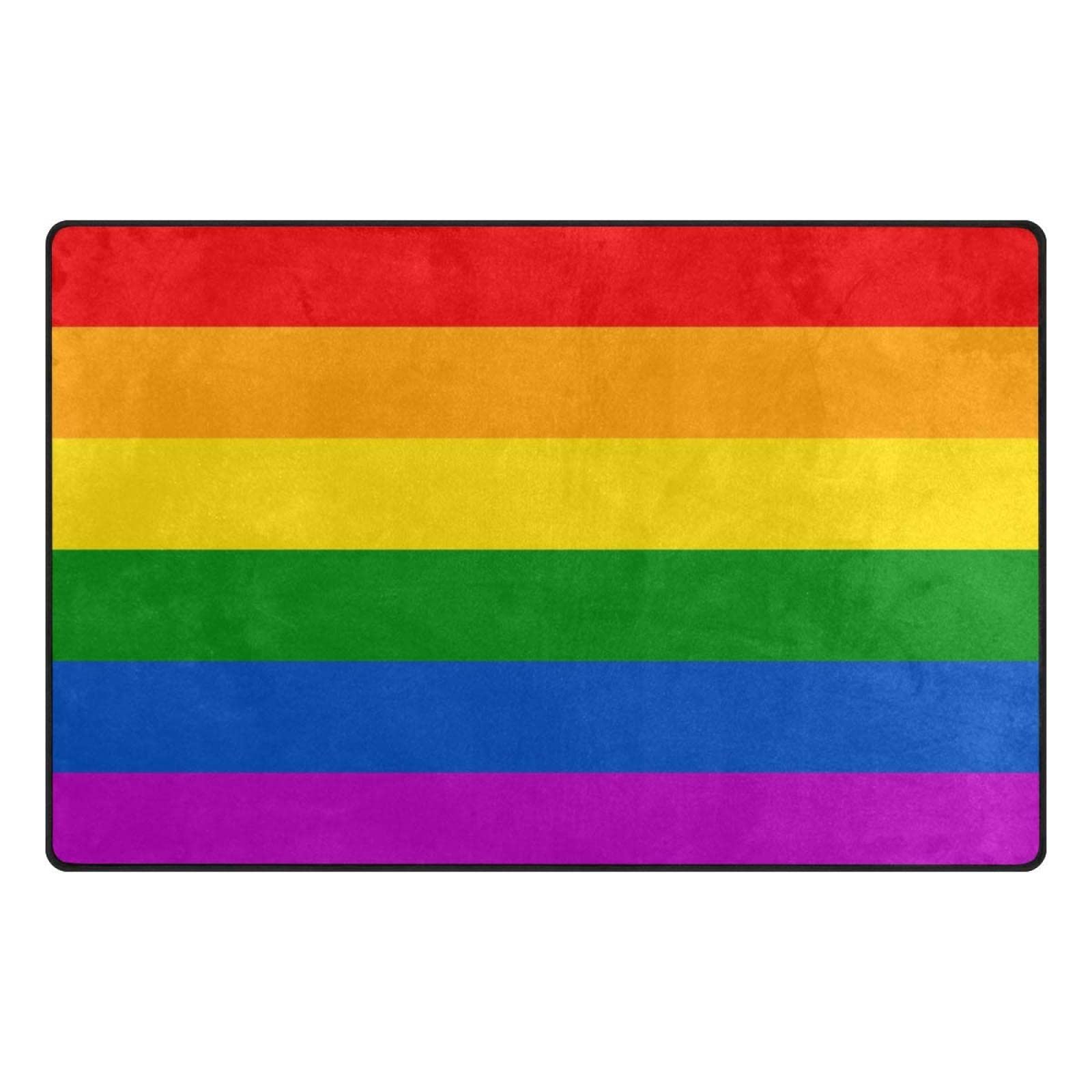5' x 7' Pride Rainbow Peace Love LGBT Gay Area Rug - Non-Slip Indoor Floor Carpet for Living Room, Bedroom & Home Decor | Perfect for Sofa Mats, Room Decor & LGBTQ+ Friendly Spaces