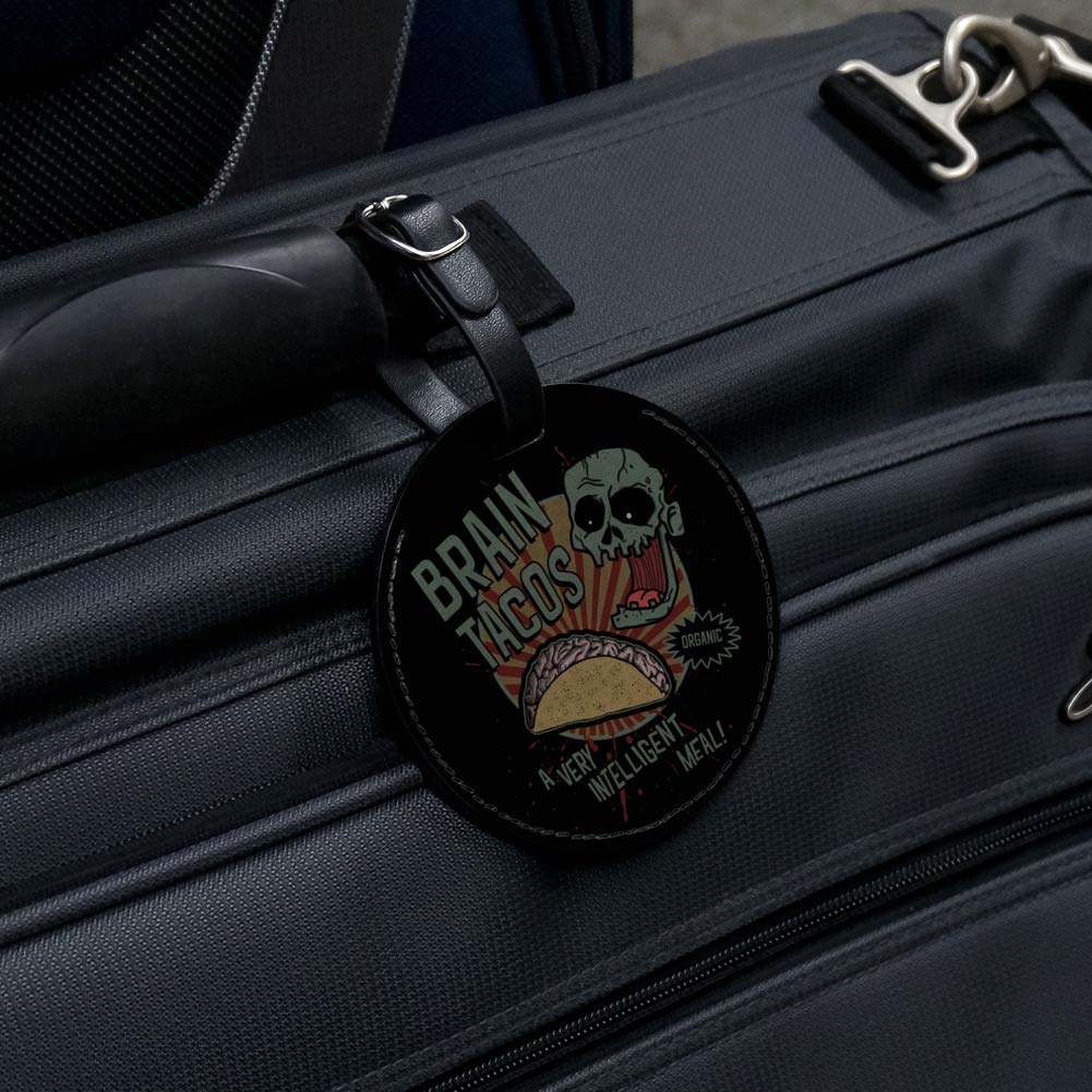 Round Leather Luggage Tag - Durable Suitcase ID Card Holder for Travel Carry-On Bags | Perfect for Business Trips & Vacation Identification