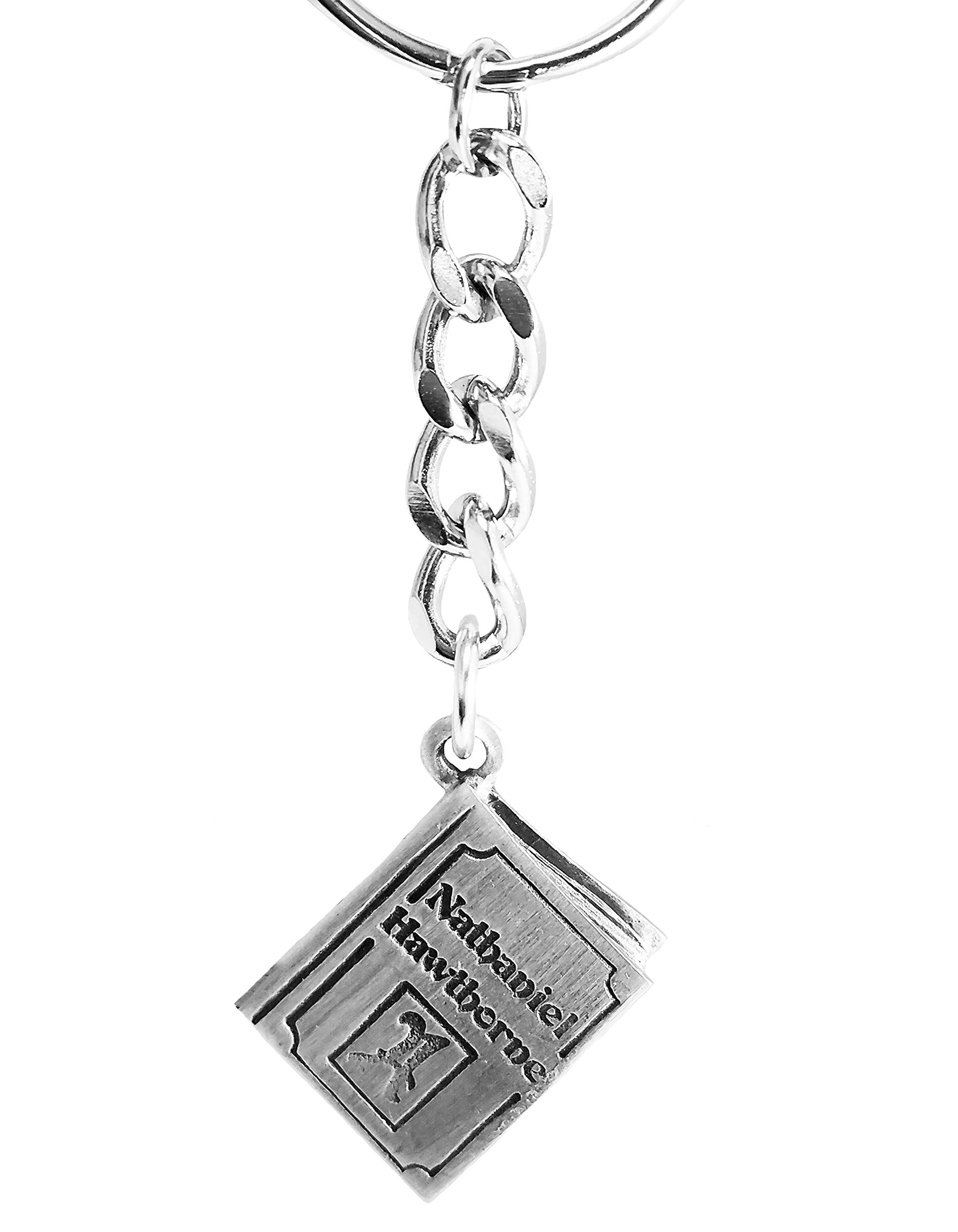 Premium Pewter Nathaniel Hawthorne Quote Keychain - 'Time Flies Over Us But Leaves Its Shadow Behind' - Unique Literary Gift for Book Lovers, Writers & Graduates