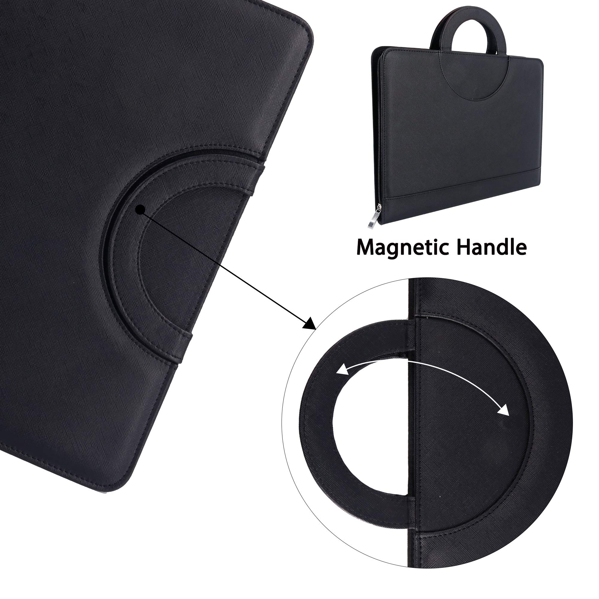 GraduatePro Leather Zippered Portfolio Binder - Professional Padfolio Organizer for Business, Notebook & Resume - Perfect Graduation Gift for Men & Women (Black) - Ideal for Job Interviews, Office Meetings & School Presentations