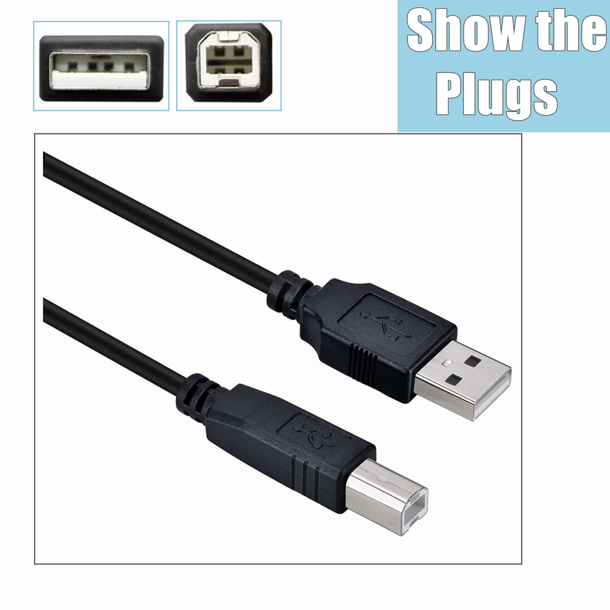 Original USB Cable for HP OfficeJet 4500 6000 6310 6500 Printers - 3.3ft Replacement Cord - Black | Perfect for Home Office & Small Business Printing Needs