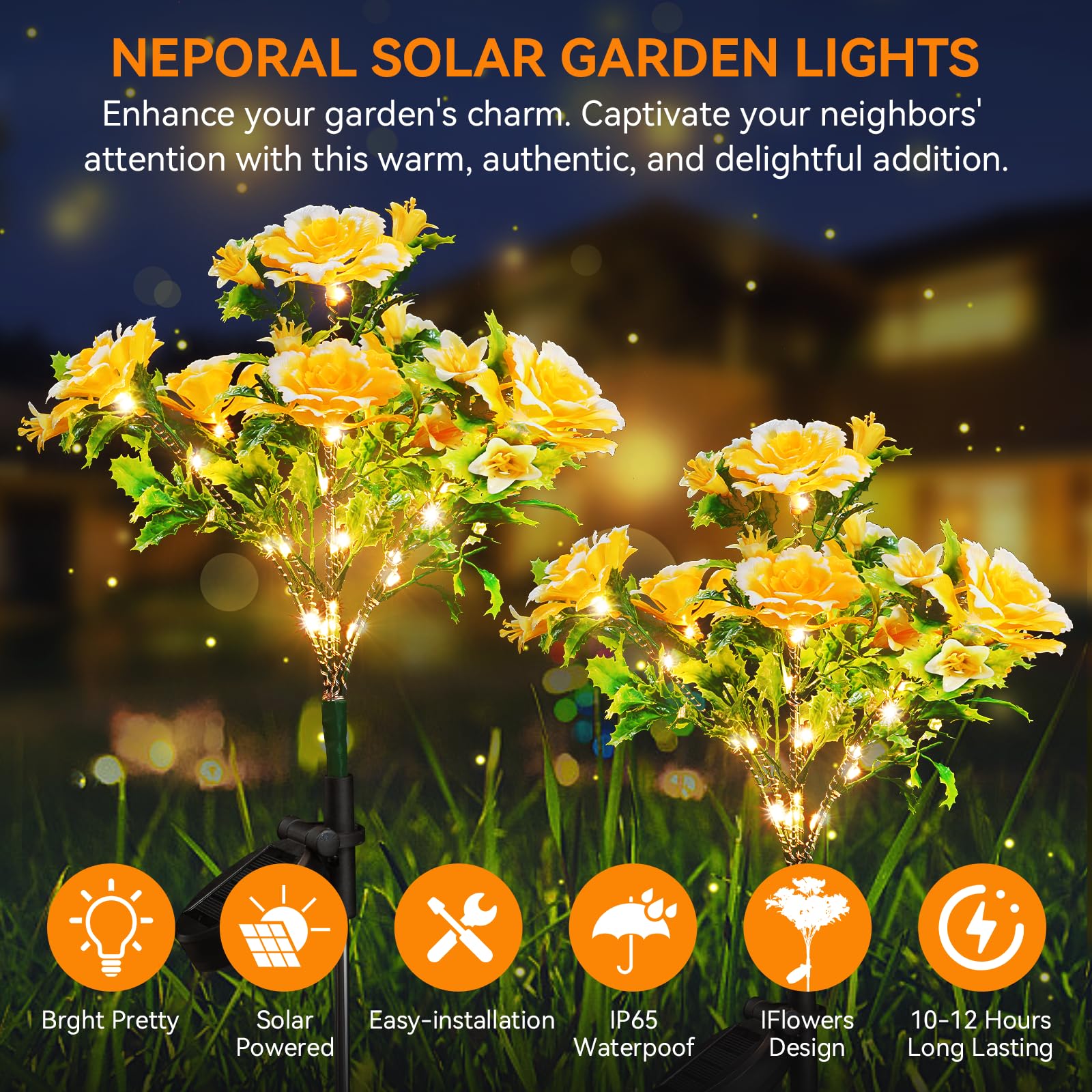 Solar Garden Lights with Carnation Flower - Waterproof IP65 for Outdoor Decor & Gifts
