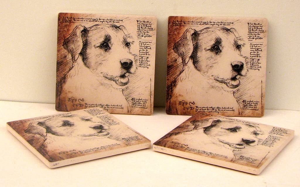 Jack Russell Terrier Coasters Set of 4 - Absorbent Cork Drink Coasters for Coffee, Beer & Wine - Perfect for Pet Lovers Home Decor & Gifts