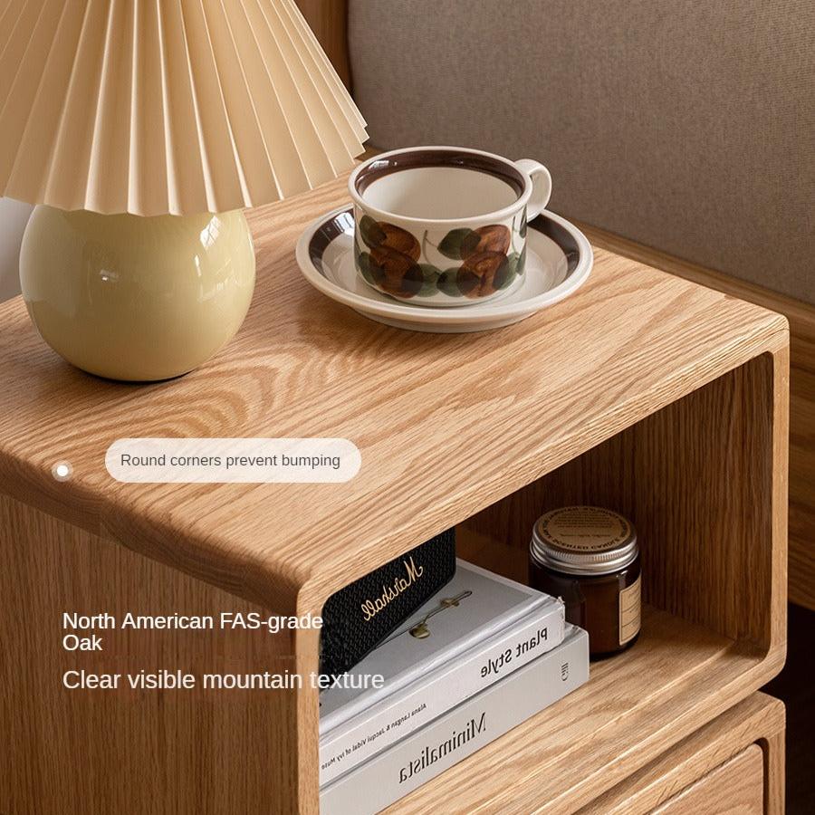 Rotating Oak Solid Wood Side Table Nightstand - Modern Bedroom Furniture for Small Spaces, Living Room, Office & Dorm