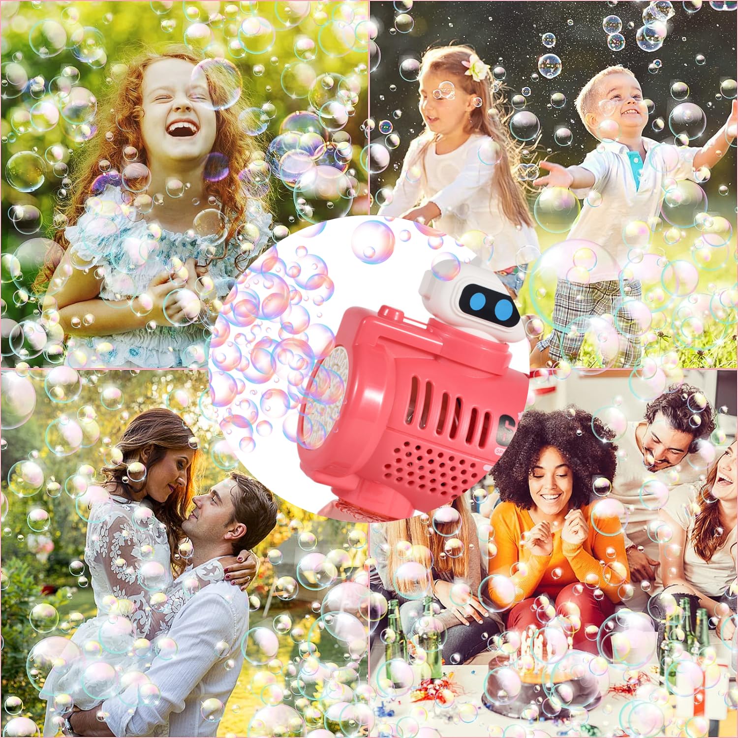 Rechargeable LED Bubble Gun Blaster for Kids - 32 Holes, 5000+ Bubbles/Min, Music, No Mess, Includes 2 Refills | Portable Electric Bubble Maker for Outdoor Play, Birthday Parties & Backyard Fun