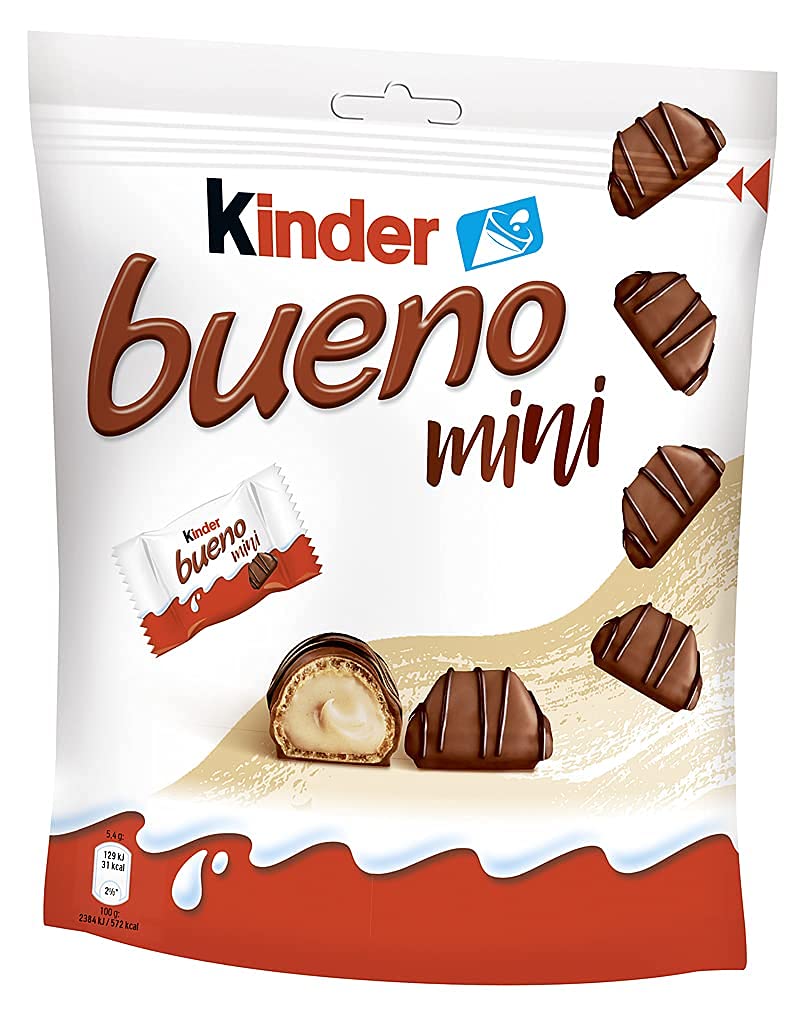Kinder Bueno Mini Chocolate Bars with Milk Hazelnut Cream - 108g (3.80 oz) Individually Wrapped Snack Pack - Imported from Germany | Perfect for Lunchboxes, Office Snacks & Party Favors