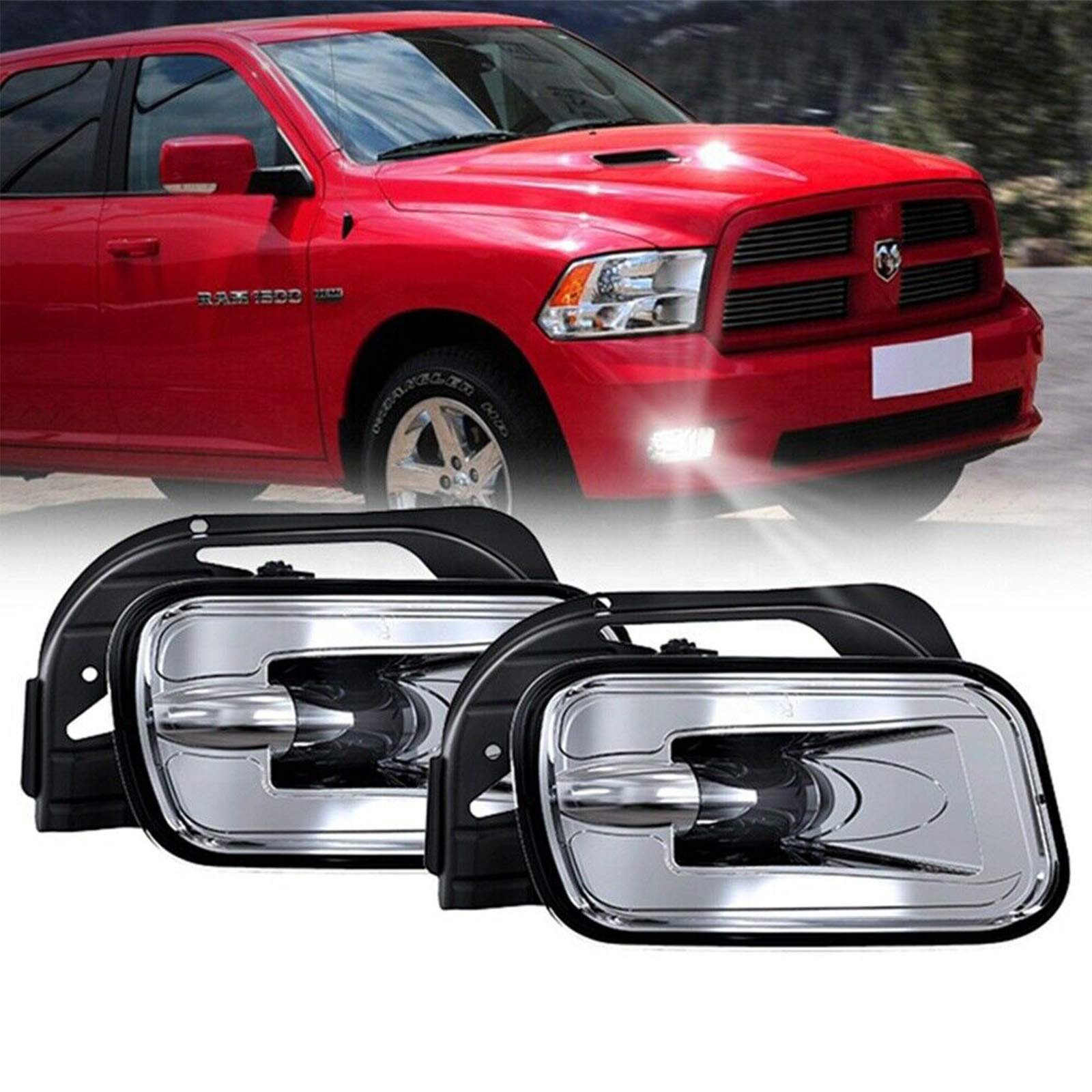 LED Fog Lights for Dodge Ram 1500 2009-2012 & Ram 2500/3500 2010-2016 Pickup Truck - Waterproof Off-Road Driving Lights with Mounting Brackets (1 Pair) - Perfect for Night Driving, Foggy Conditions & Off-Road Adventures
