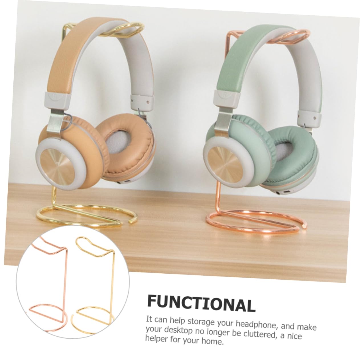 PRETYZOOM 2-Pack Headset Holder Mount - Wig Stand Display Shelf, Desktop Controller & Gaming Headphone Organizer - Perfect for Gaming Setup, Office Desk, and Home Organization