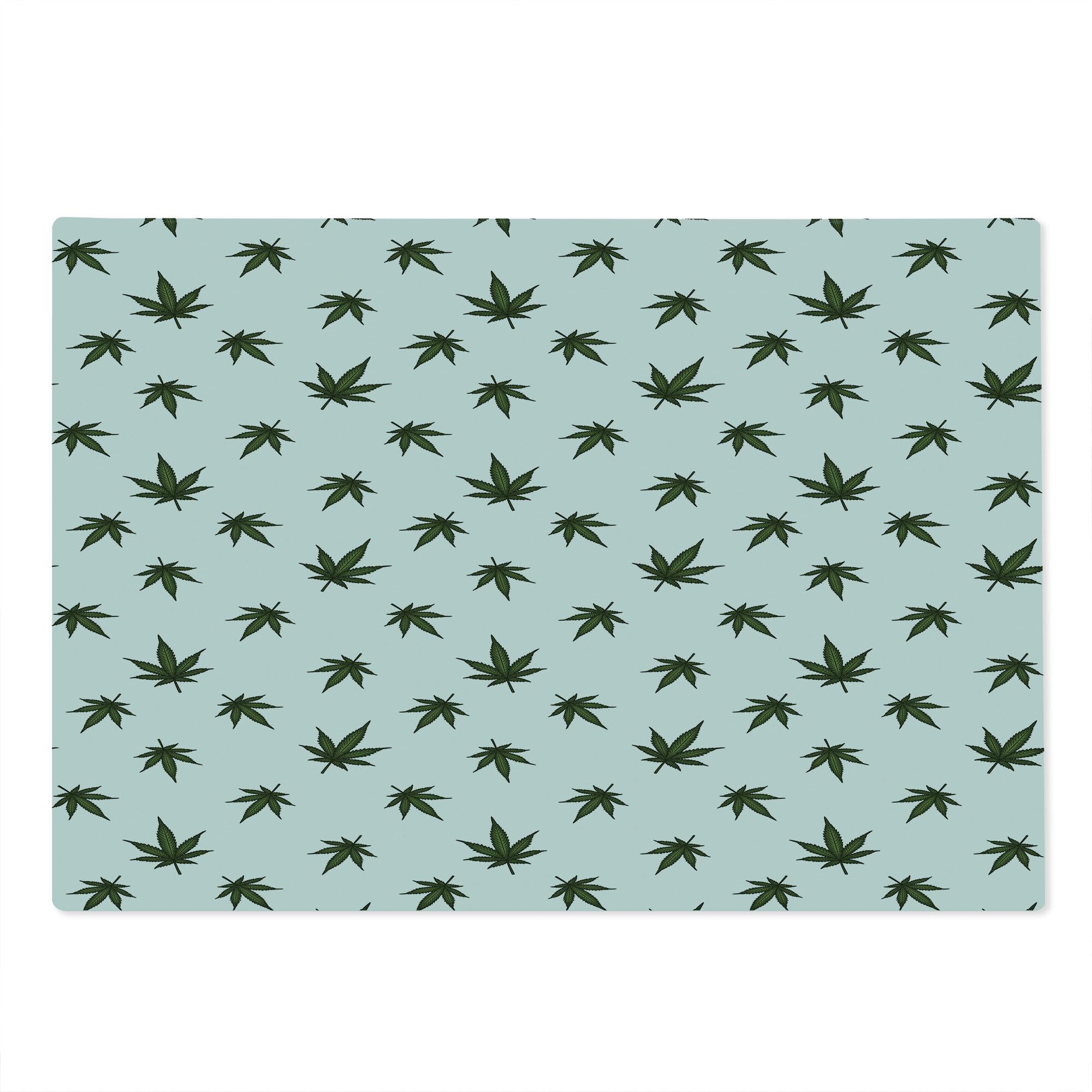 Ambesonne Botanical Tempered Glass Cutting Board - Large Dark Green & White Leaf Floral Hemp Herbs Design - Decorative Serving Tray for Kitchen, Charcuterie & Entertaining - Dishwasher Safe