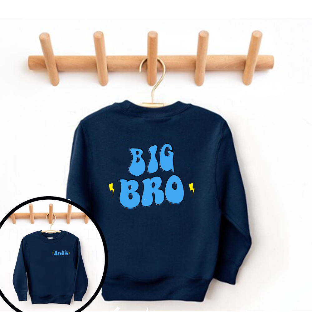Personalized Navy Sweatshirts for Kids - Big & Lil Bro & Sis Matching Sibling Outfits - Perfect for Family Photos & Sibling Bonding Moments