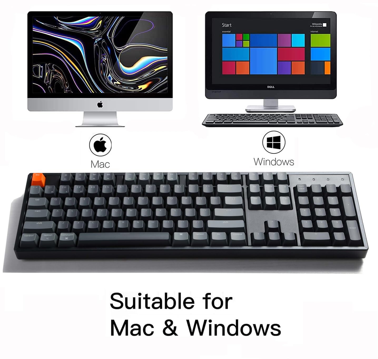 Keychron K10 Full Size Wireless Mechanical Keyboard - 104 Keys RGB Backlit, Gateron G Pro Red Switches, Bluetooth 5.1/USB-C Wired, Aluminum Frame for Mac & Windows - Perfect for Gaming, Office Work & Typing Enthusiasts